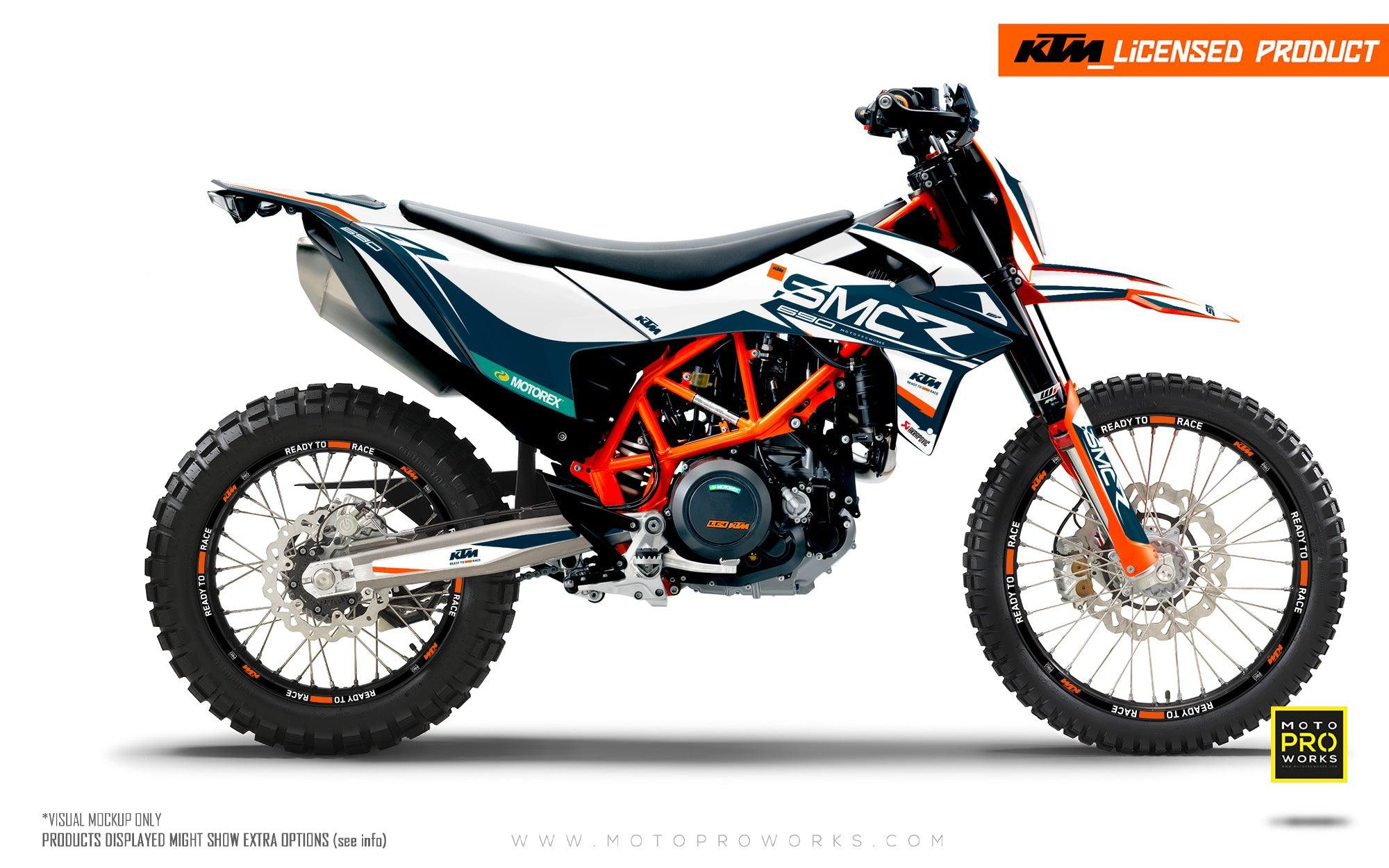 KTM 690 Enduro GRAPHICS - "Racer" (Blue/White/Orange) - MotoProWorks