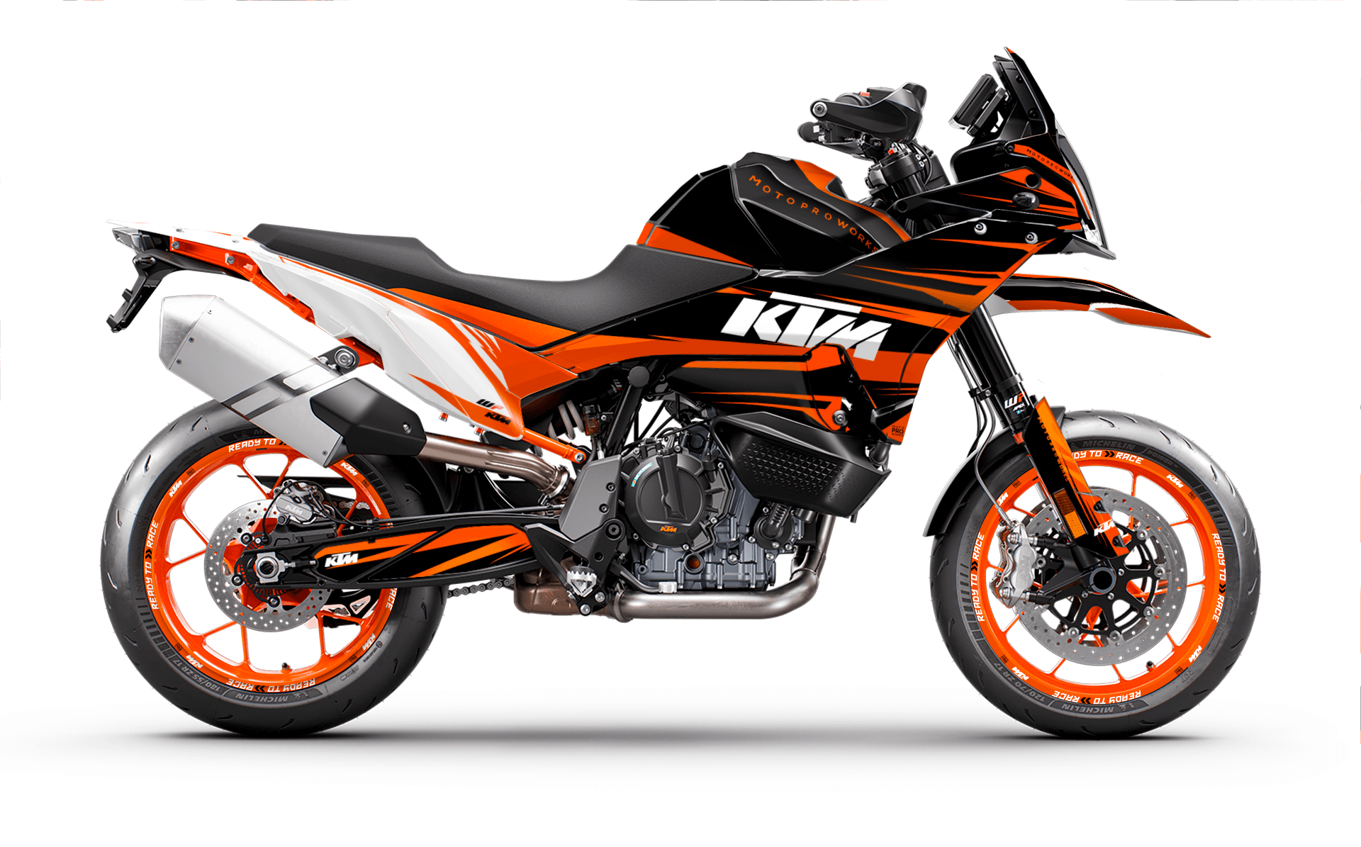 KTM 890 SMT GRAPHICS - "Edge" (Black/Orange/White) - MotoProWorks