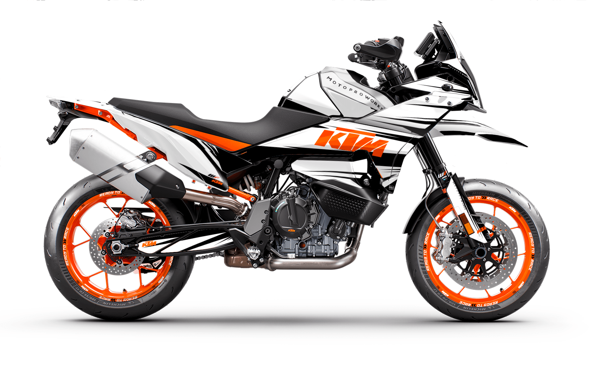 KTM 890 SMT GRAPHICS - "Edge" (White) - MotoProWorks