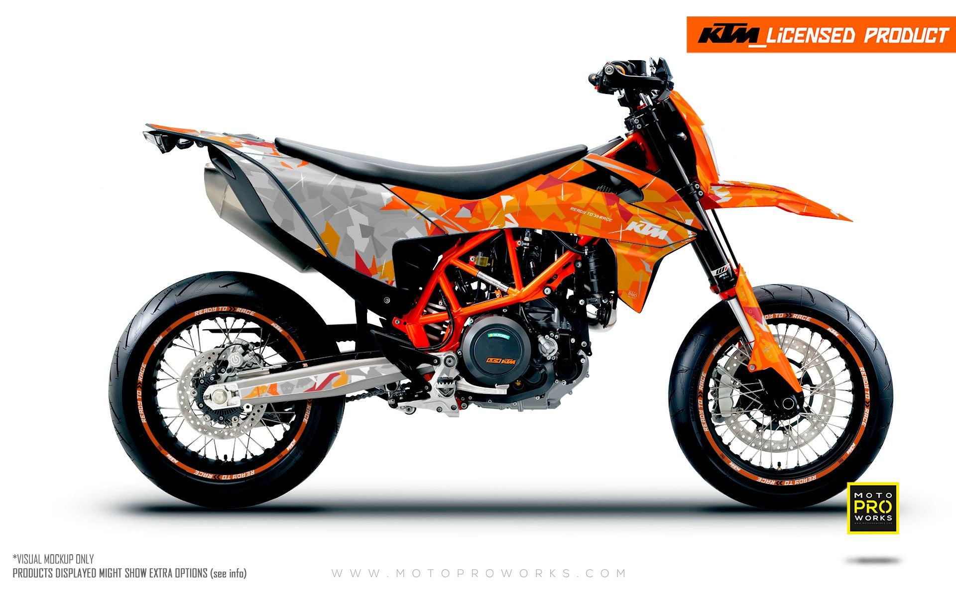 KTM 690 Enduro GRAPHICS - "Flake" (Grey/Orange) - MotoProWorks