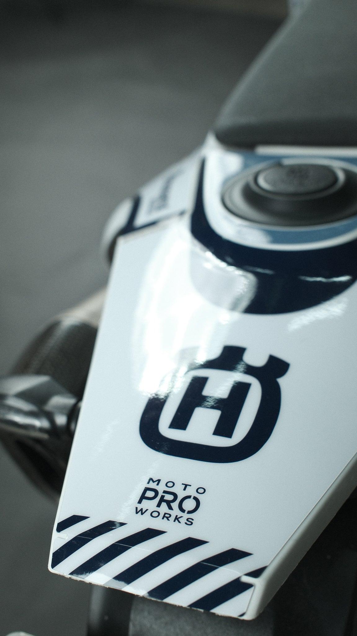 Husqvarna 701 Enduro Graphics - "FACTOR" (White/blue) - MotoProWorks