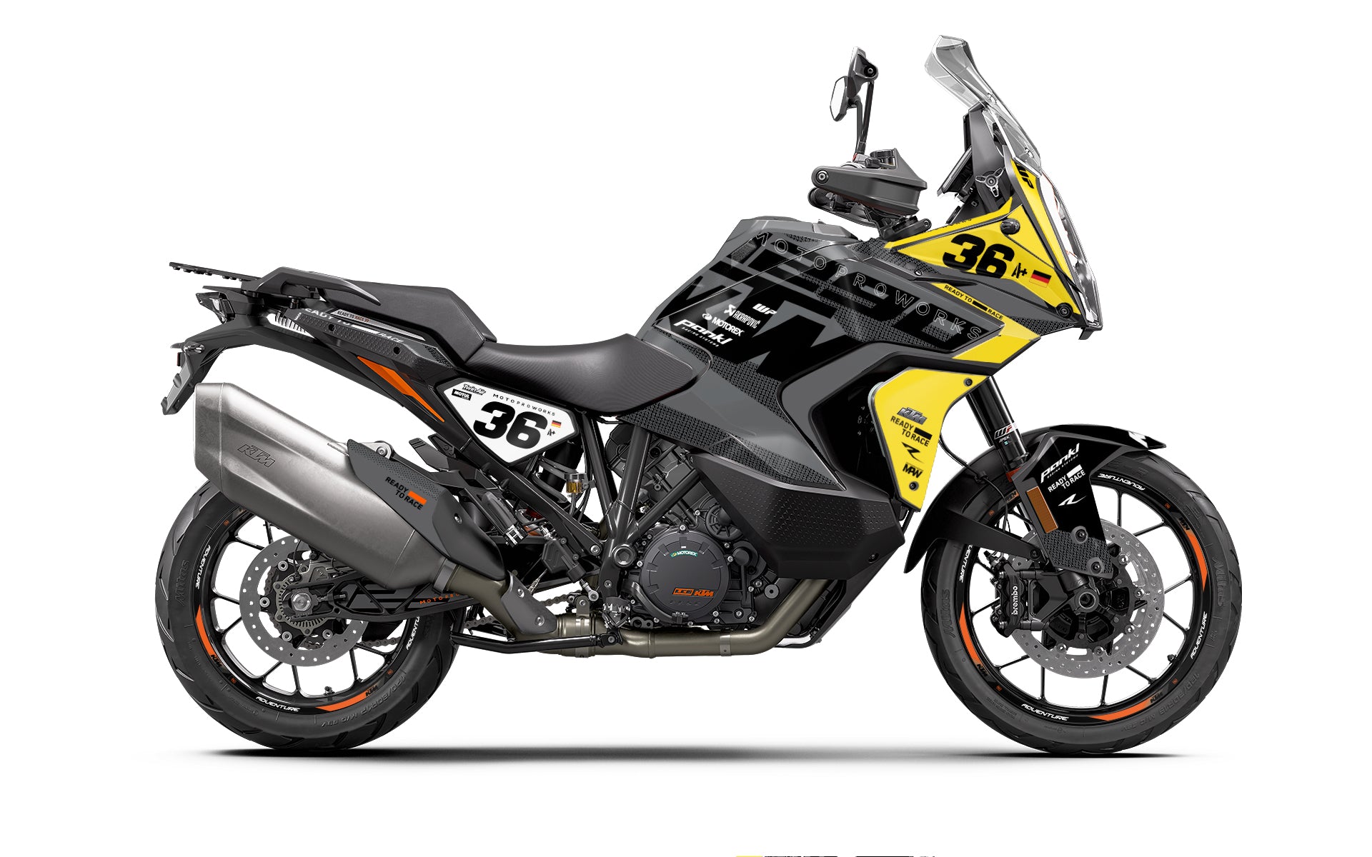 KTM 1290 Super Adventure GRAPHICS - "Frontier" (Grey/Yellow) - MotoProWorks