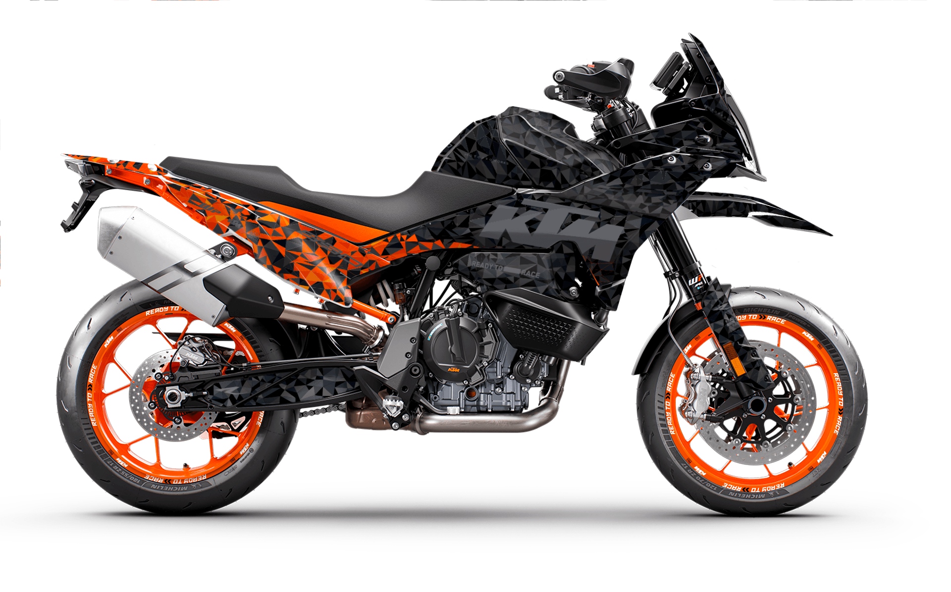 KTM 890 SMT GRAPHICS - "Polyatomic" (Black/Orange) - MotoProWorks