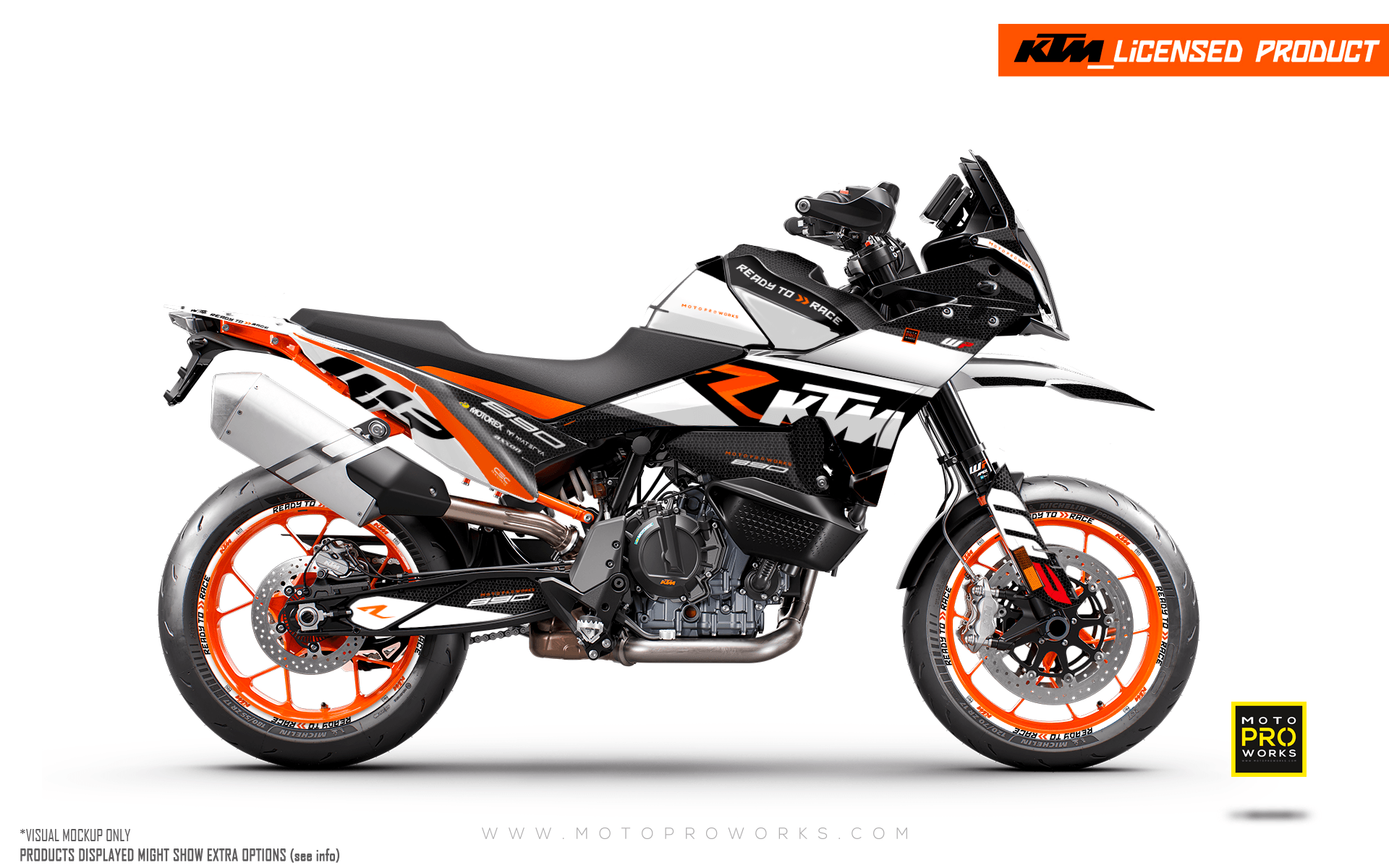 KTM 890 SMT GRAPHICS - "RR-Tech" (White) - MotoProWorks
