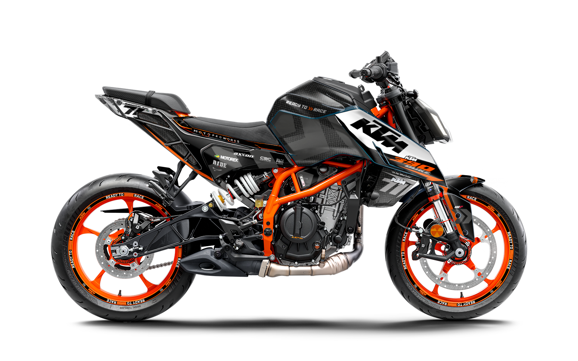 KTM 390 Duke 2024-2025 GRAPHICS - "Rasorblade" (Black/Orange) - MotoProWorks