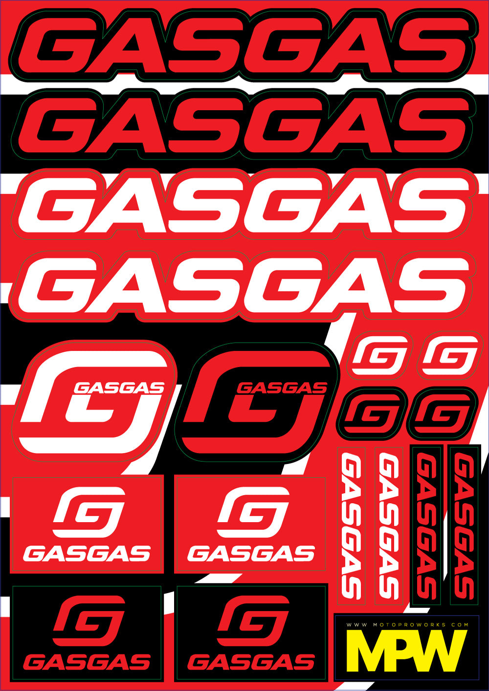 GasGas Sticker Sheets - "GasGas logos" - MotoProWorks