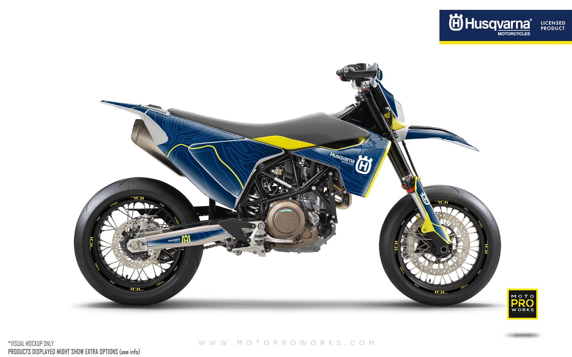 Husqvarna 701 Enduro Graphics - "Topography" (Blue) - MotoProWorks