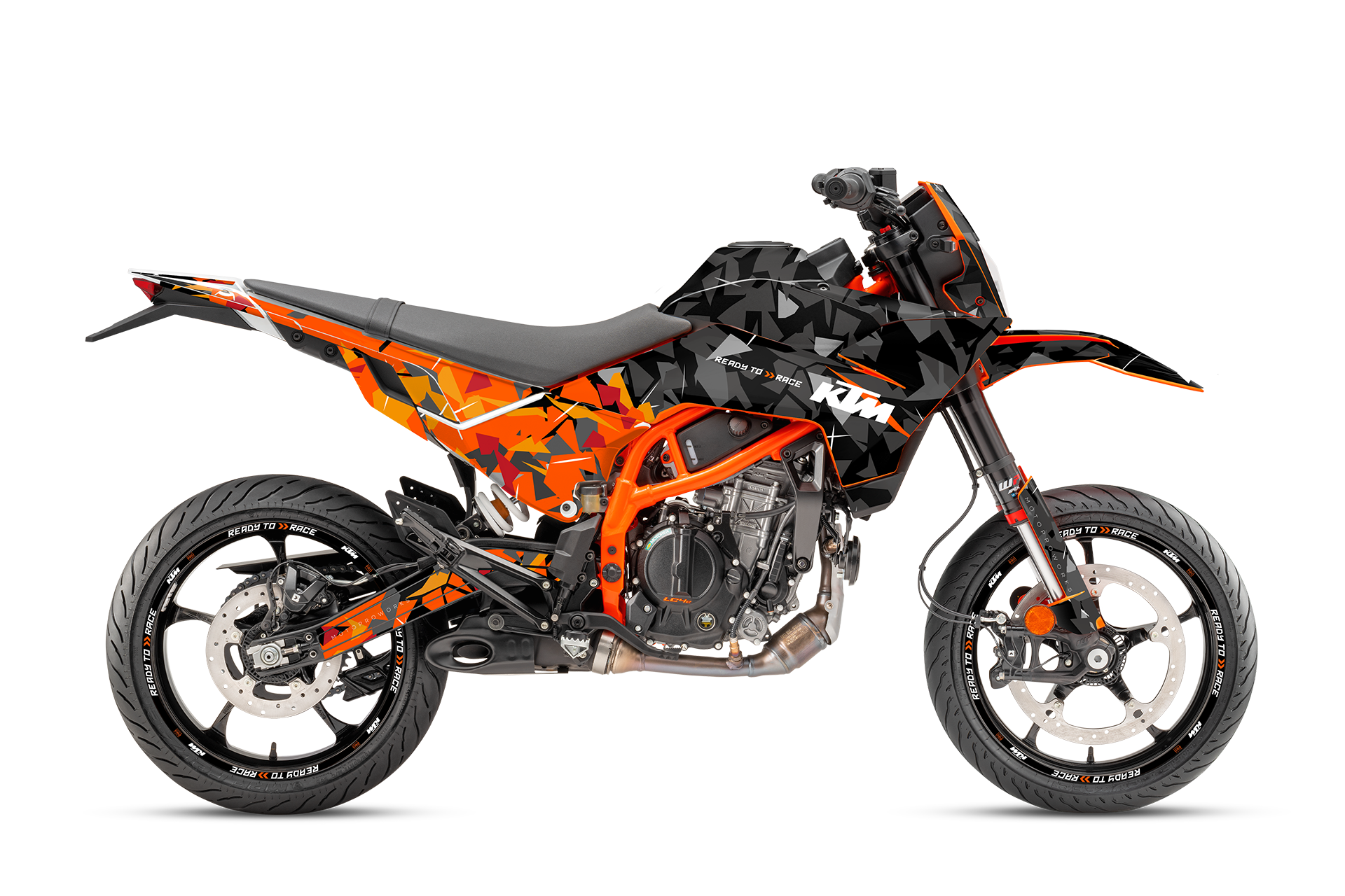 KTM 125 SMC-R KITS DÉCO - "Flake" (Noir/Orange)