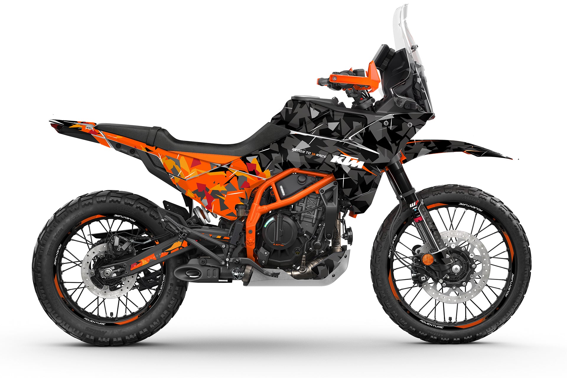 KTM 390 Adventure R / X GRAPHICS - "Flake" (Black/Orange) - MotoProWorks