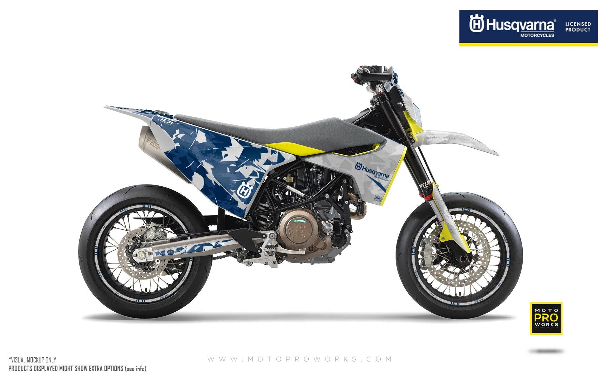 Husqvarna 701 Enduro Graphics - "Flake" (Grey/Blue) - MotoProWorks