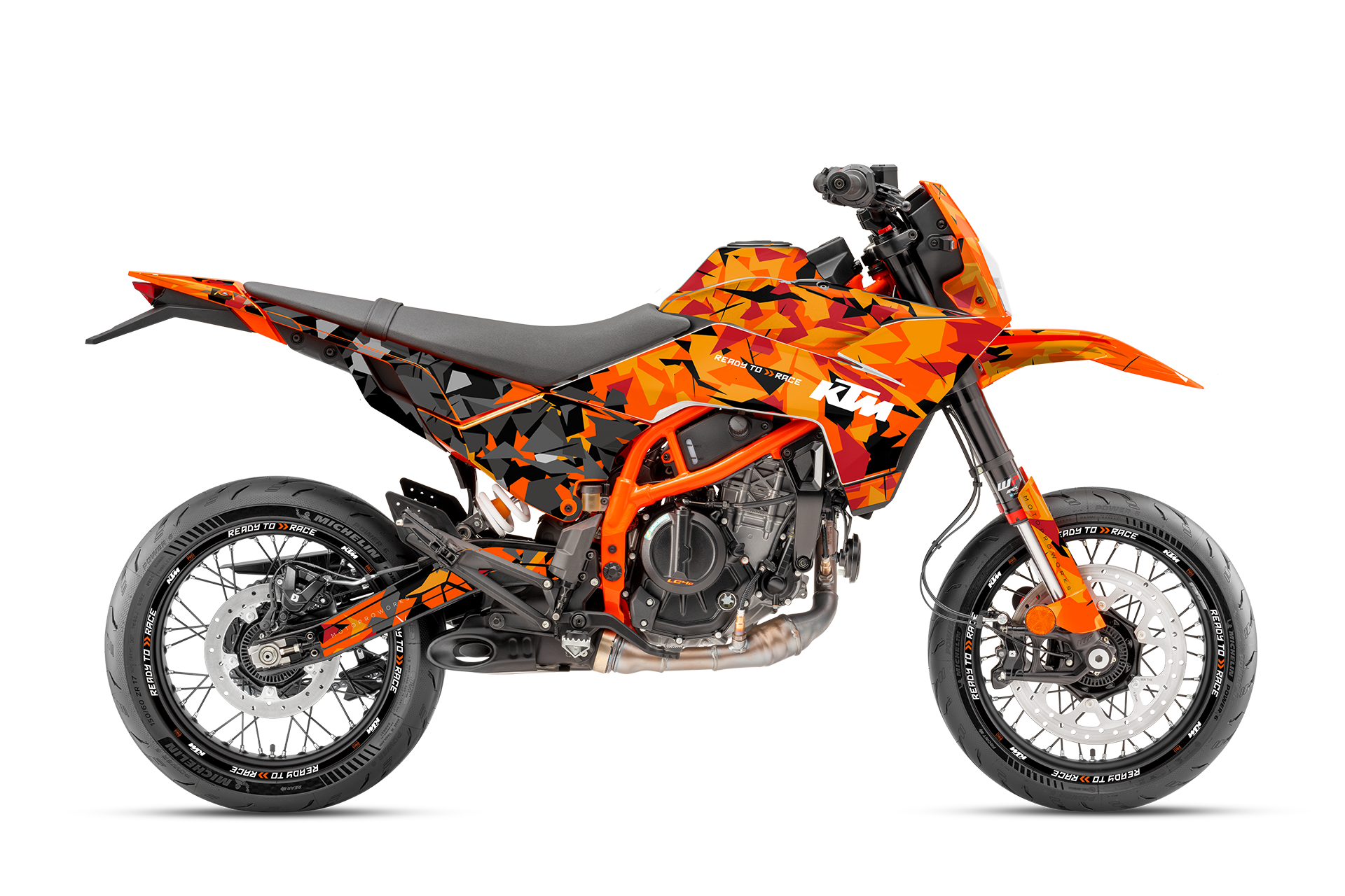 KTM 390 SMC-R KITS DÉCO - "Flake" (Orange/Noir)