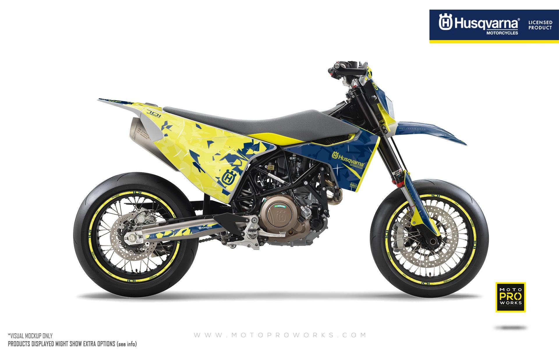 Husqvarna 701 Enduro Graphics - "Flake" (Yellow/Blue) - MotoProWorks