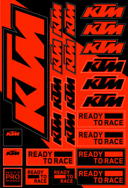 KTM Sticker Sheets - "KTM" (FLUO) - MotoProWorks