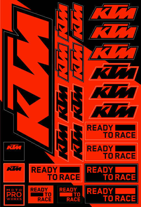 KTM Sticker Sheets - "KTM" (FLUO) - MotoProWorks