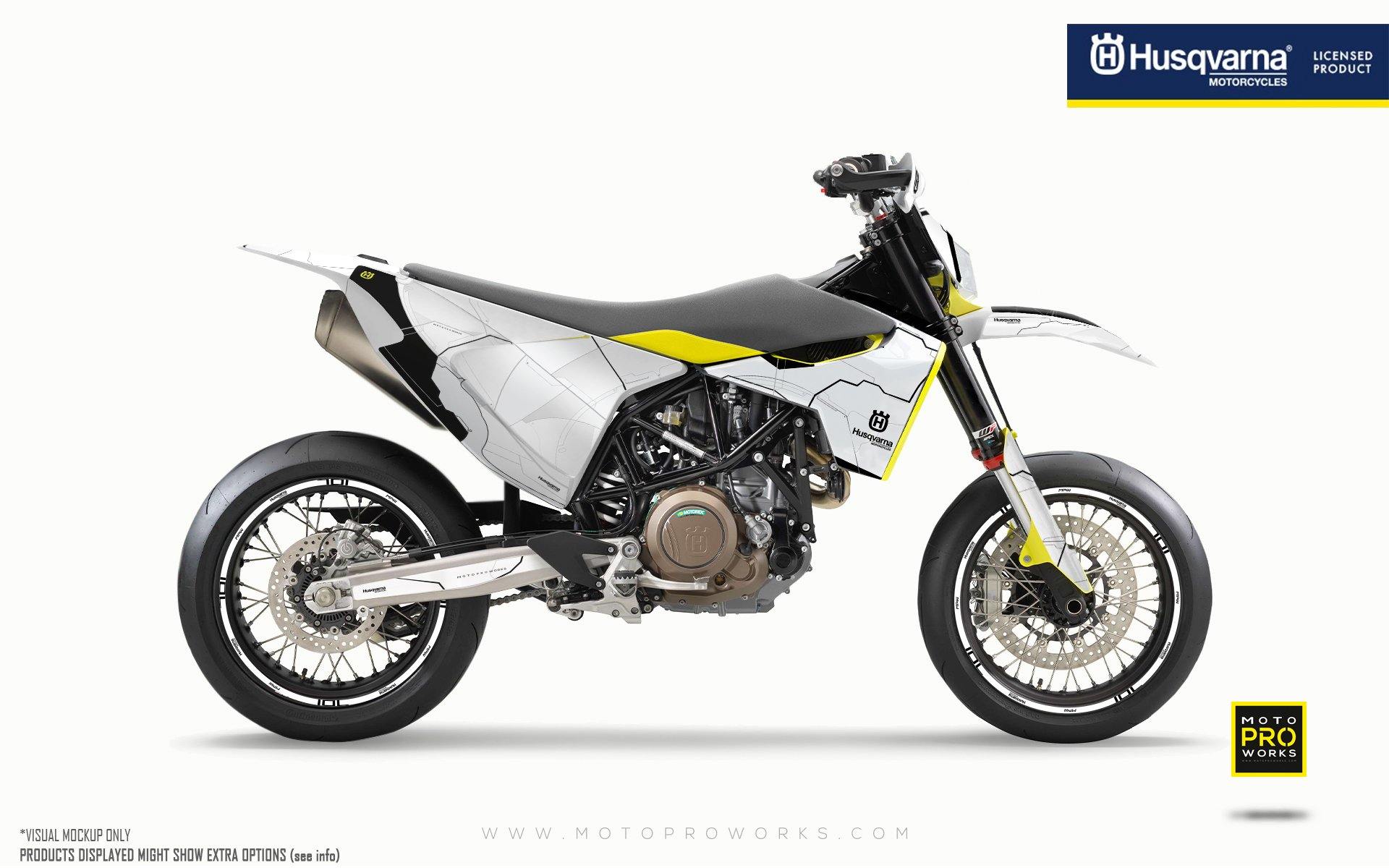 Husqvarna 701 Enduro Graphics - "Robotec" (White) - MotoProWorks