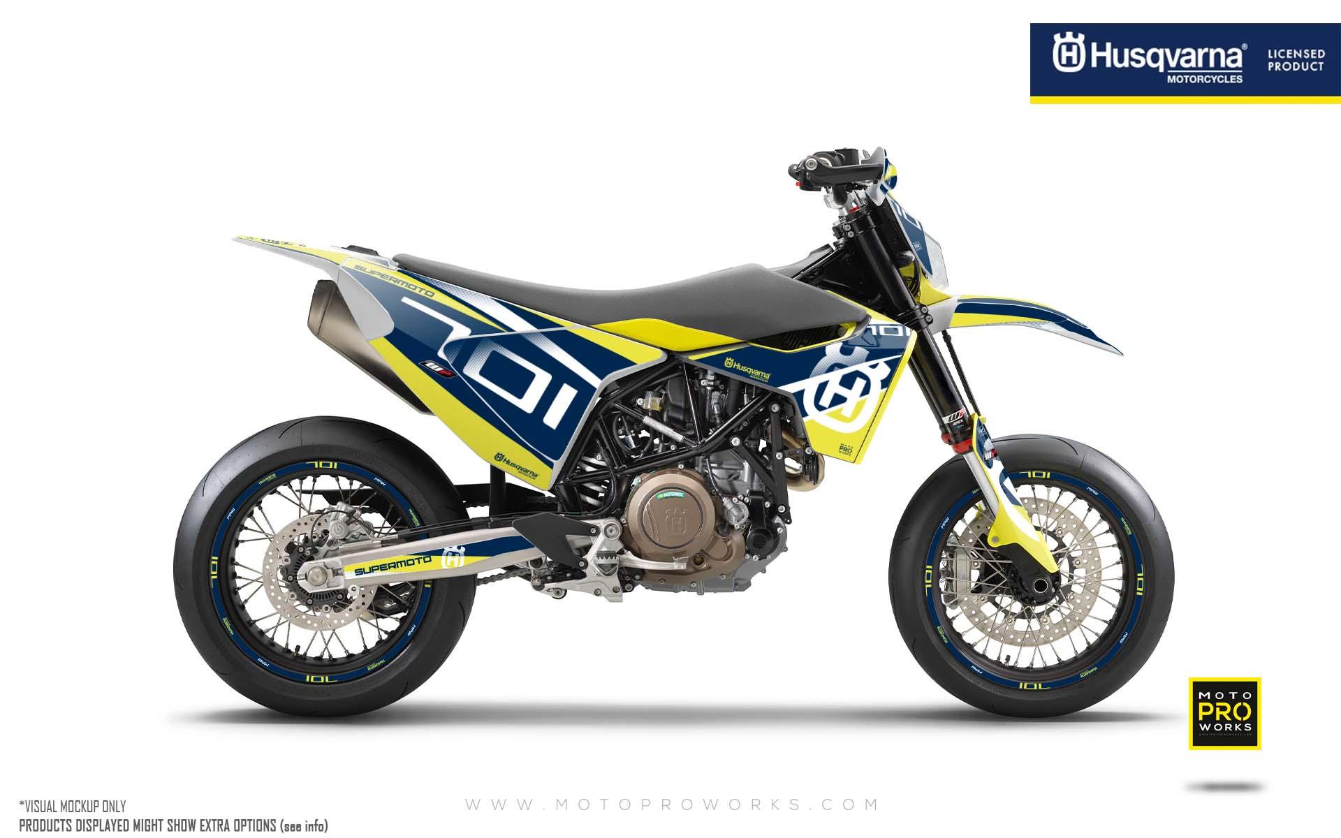 Husqvarna 701 Enduro Graphics - "MarkSeven" (Yellow/Blue) - MotoProWorks