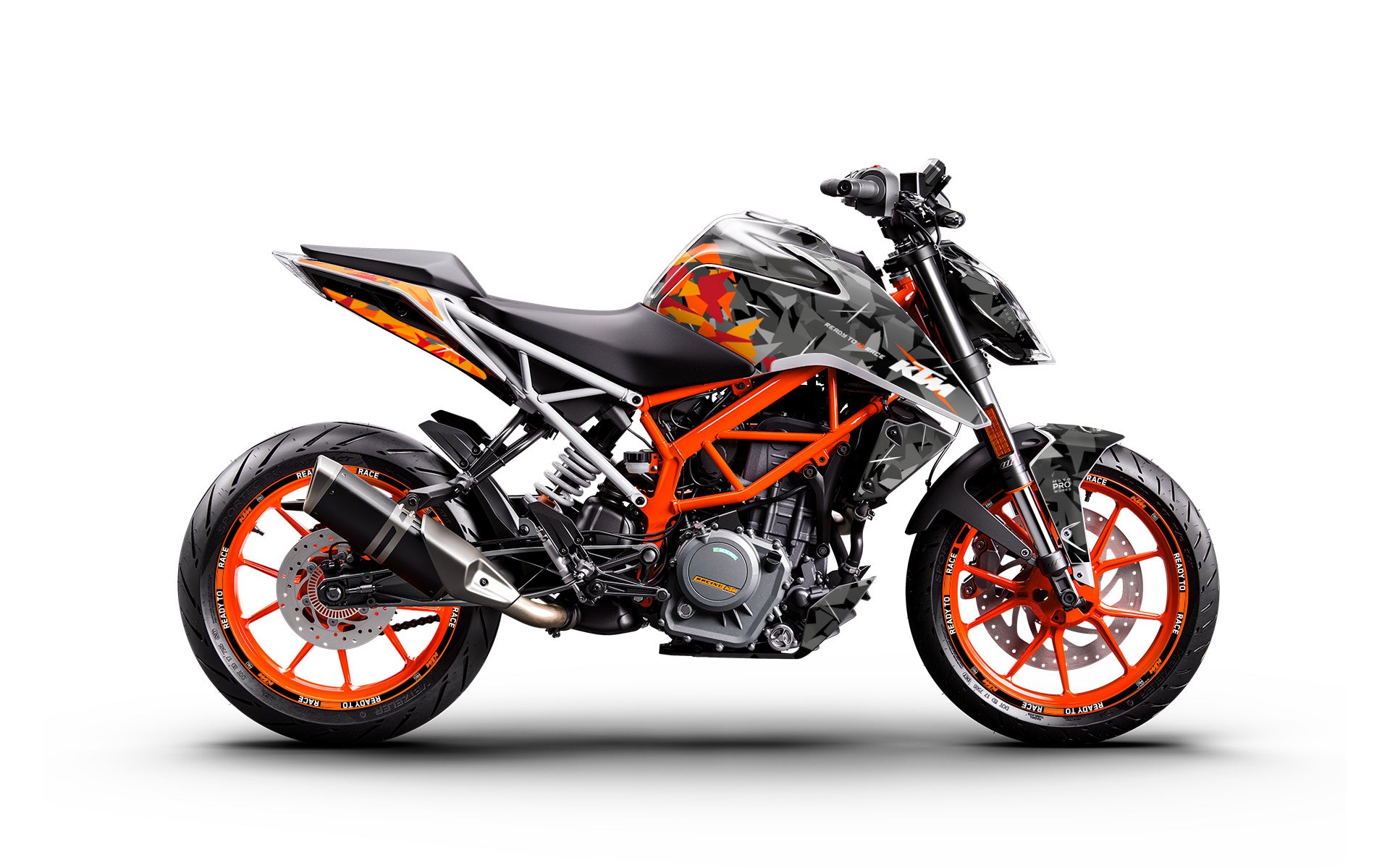 KTM 390 Duke 2011 - 2023 GRAPHICS - "Flake" (Black/Orange) - MotoProWorks