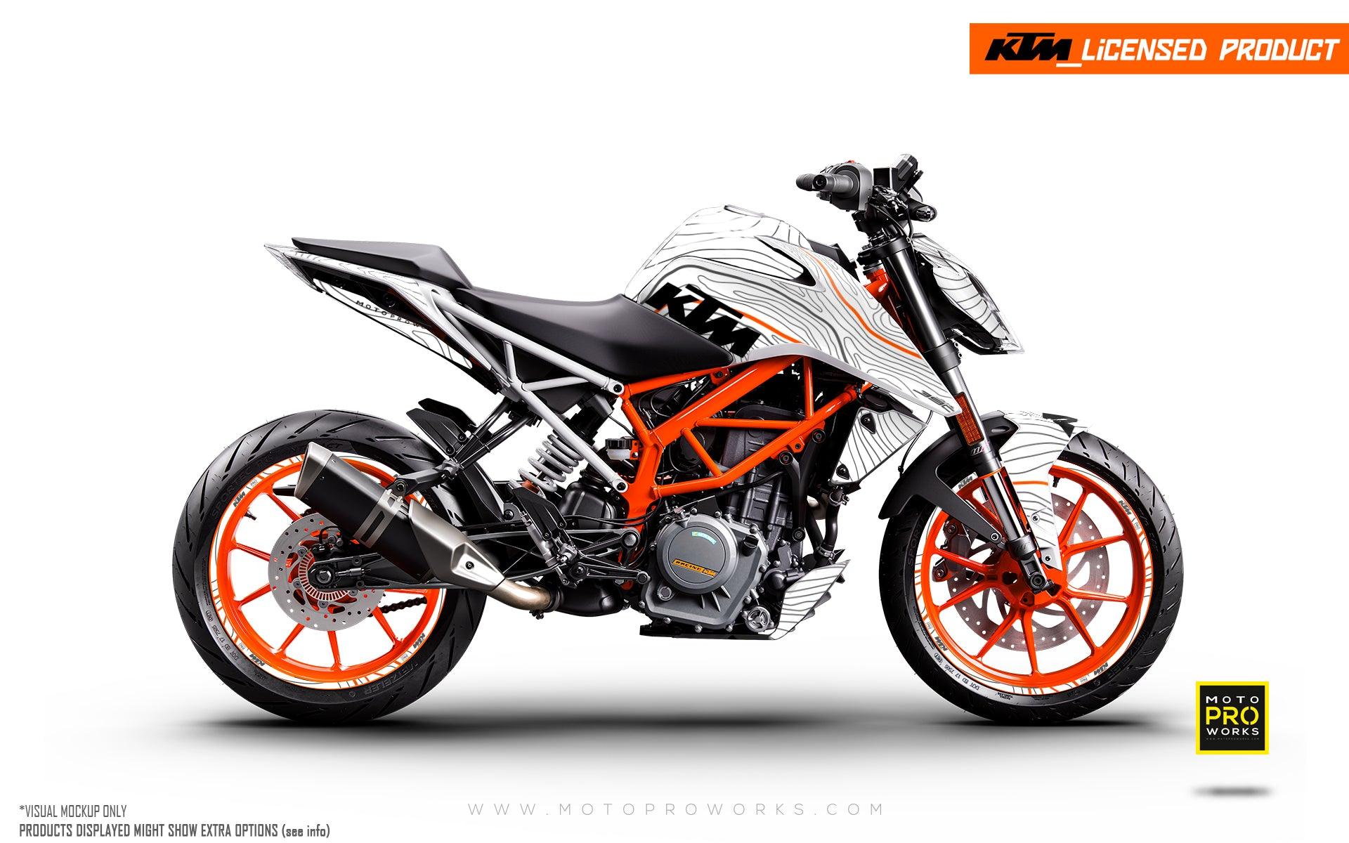 KTM 250 Duke GRAPHICS - "Topography" (White/Orange) - MotoProWorks