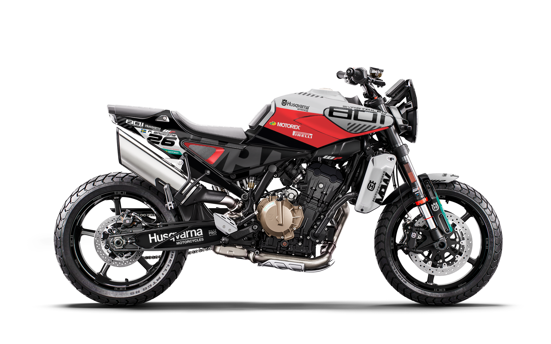Husqvarna 801 Svartpilen GRAPHICS - "P1" (Black/Red) - MotoProWorks