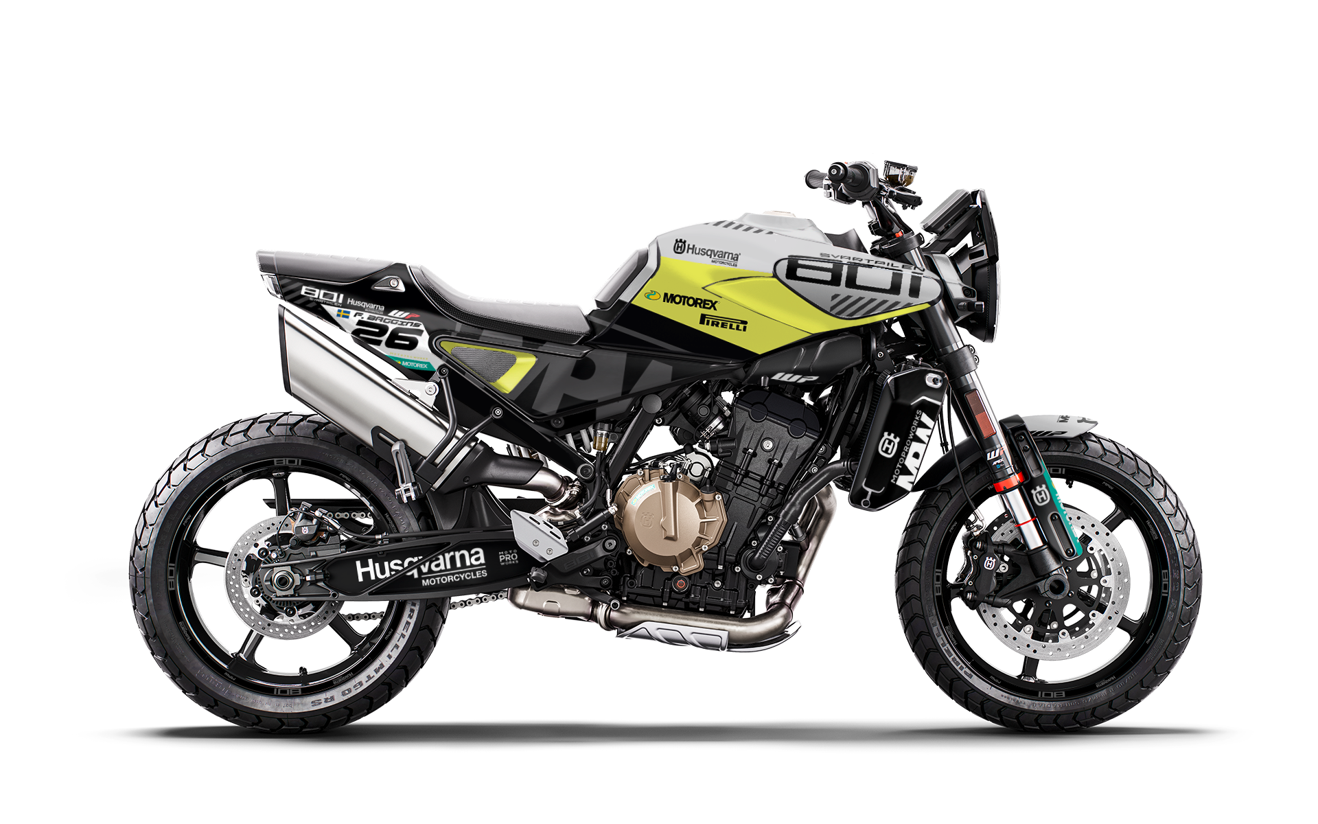Husqvarna 801 Svartpilen GRAPHICS - "P1" (Black/Yellow) - MotoProWorks