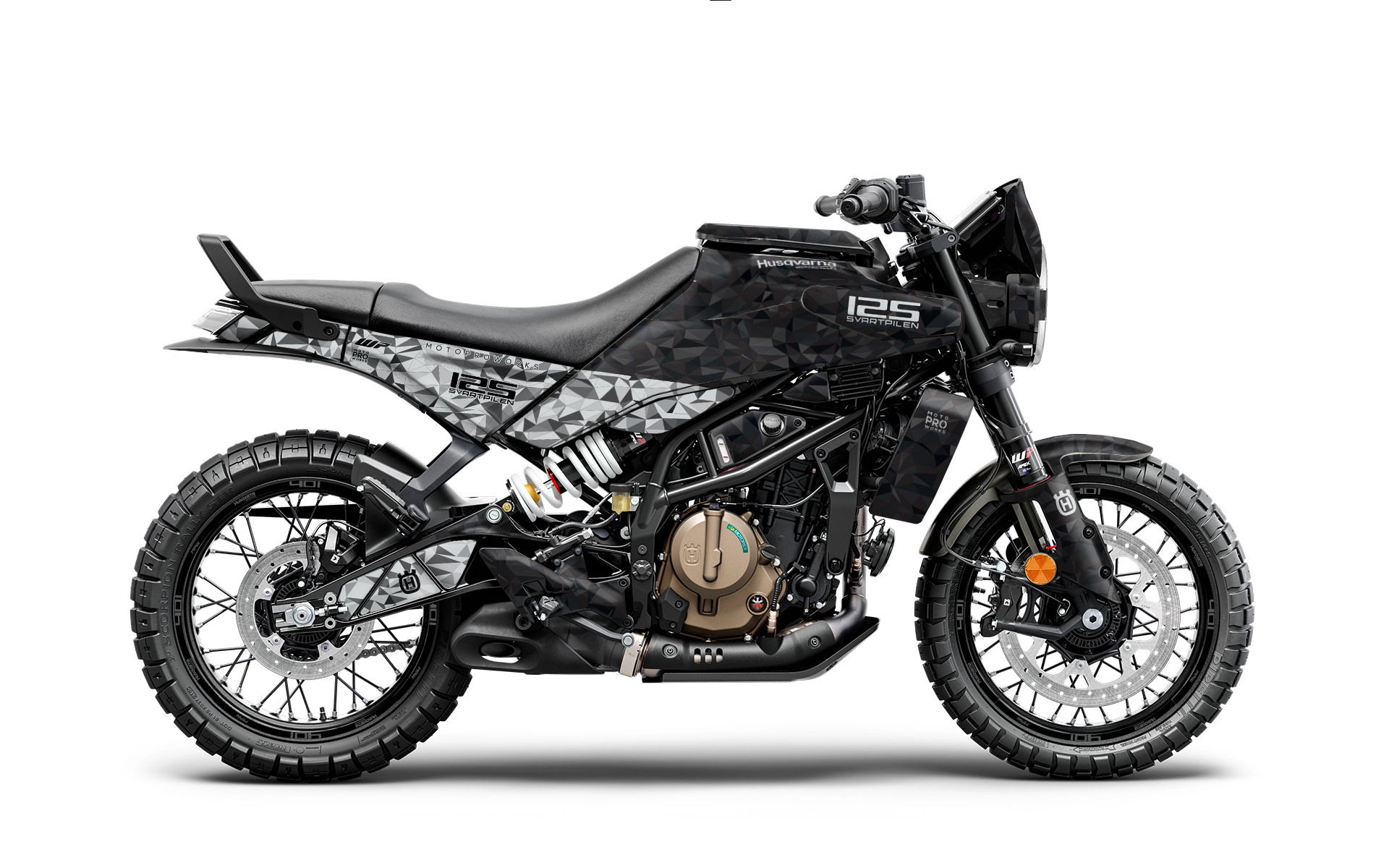 Husqvarna 125/250 Svartpilen GRAPHICS - "Polyatomic" (Black/Grey) - MotoProWorks