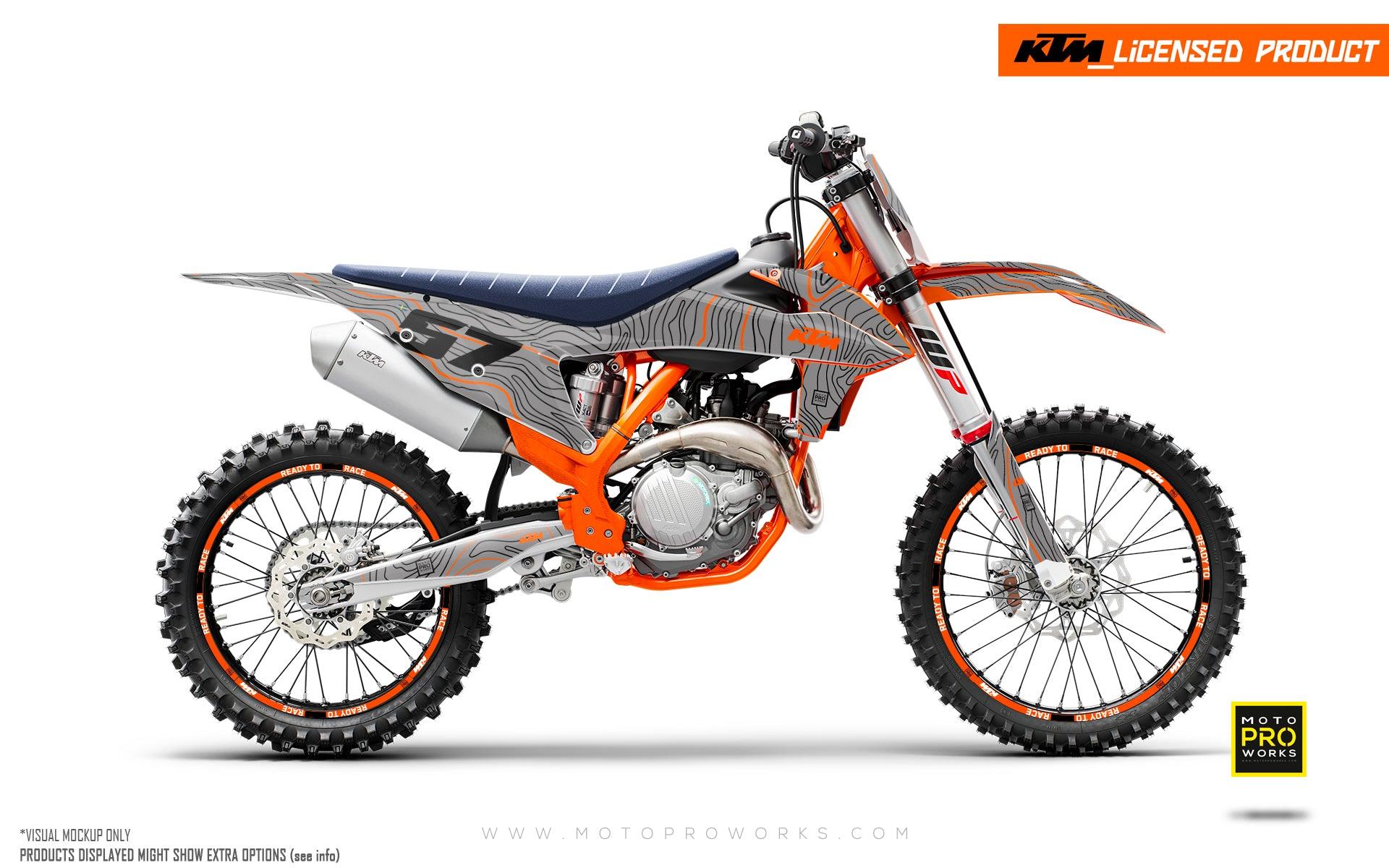 KTM XC / XC-F / XC-W GRAPHICS - "Topography" (Grey/Orange) - MotoProWorks