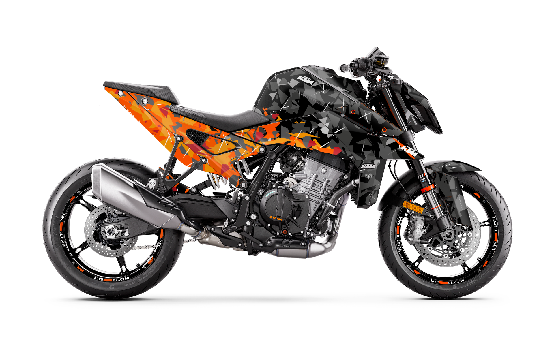KTM 990 Duke GRAPHICS - "Flake" (Black/Orange) - MotoProWorks