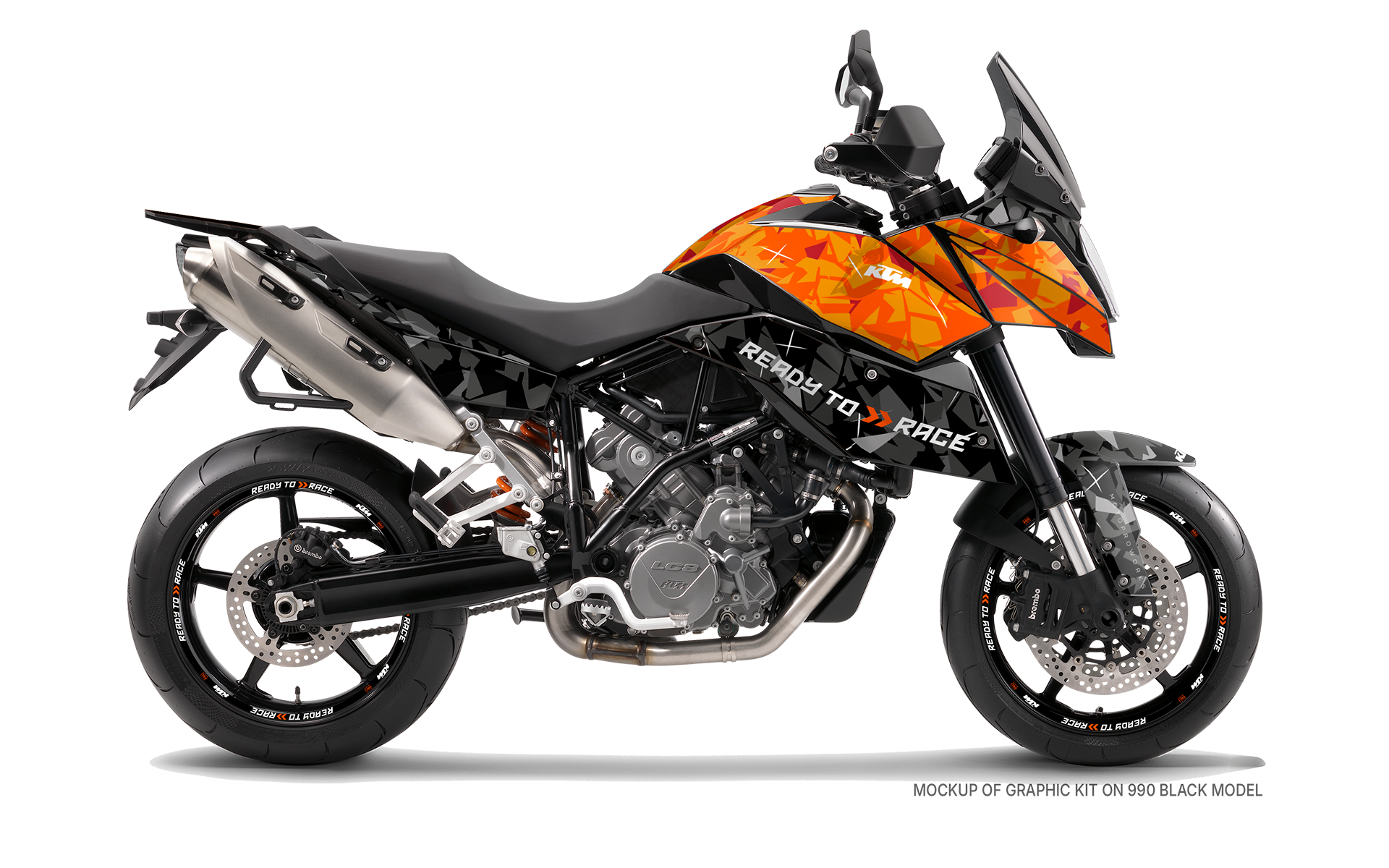 KTM 990 SM / SMR / SMT GRAPHICS - "Flake" (Orange/Black) - MotoProWorks