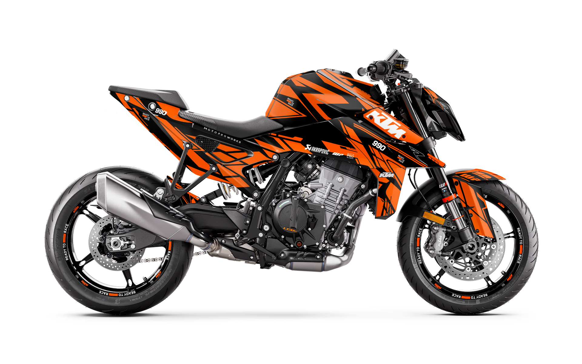 KTM 990 Duke GRAPHICS - "Pulse" (Black/Orange) - MotoProWorks