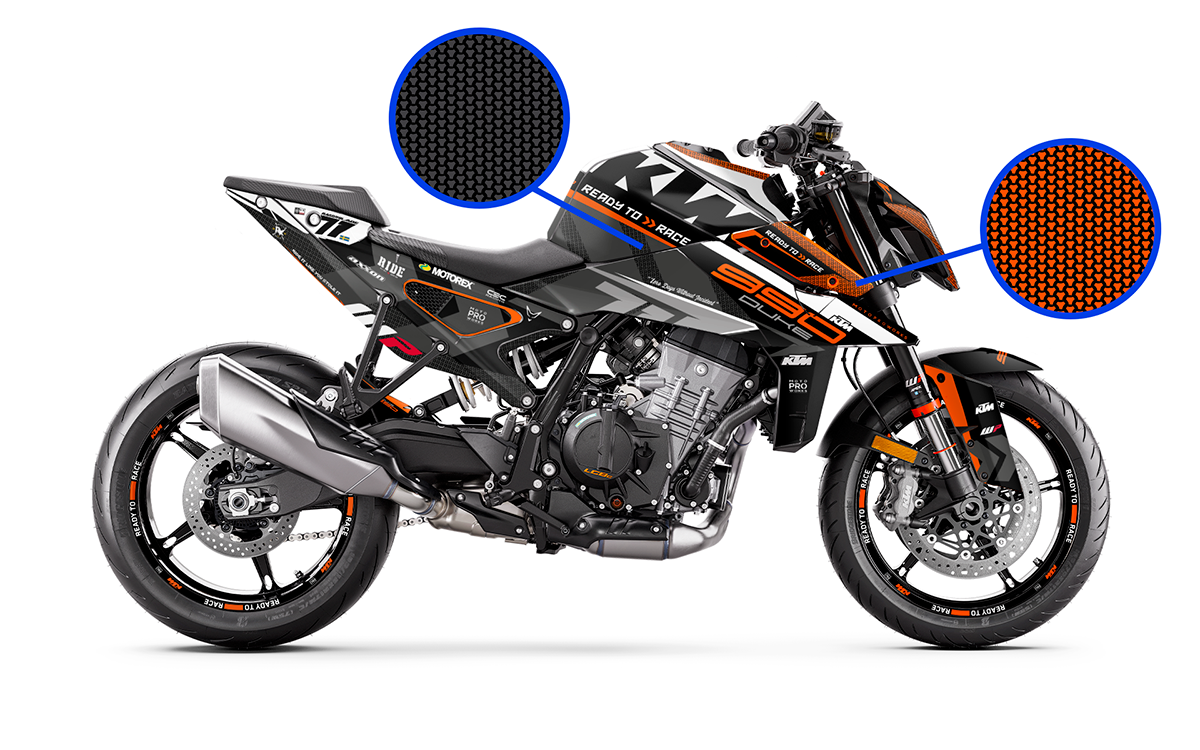 KTM 990 Duke GRAPHICS - "Rasorblade" (Black/Orange) - MotoProWorks