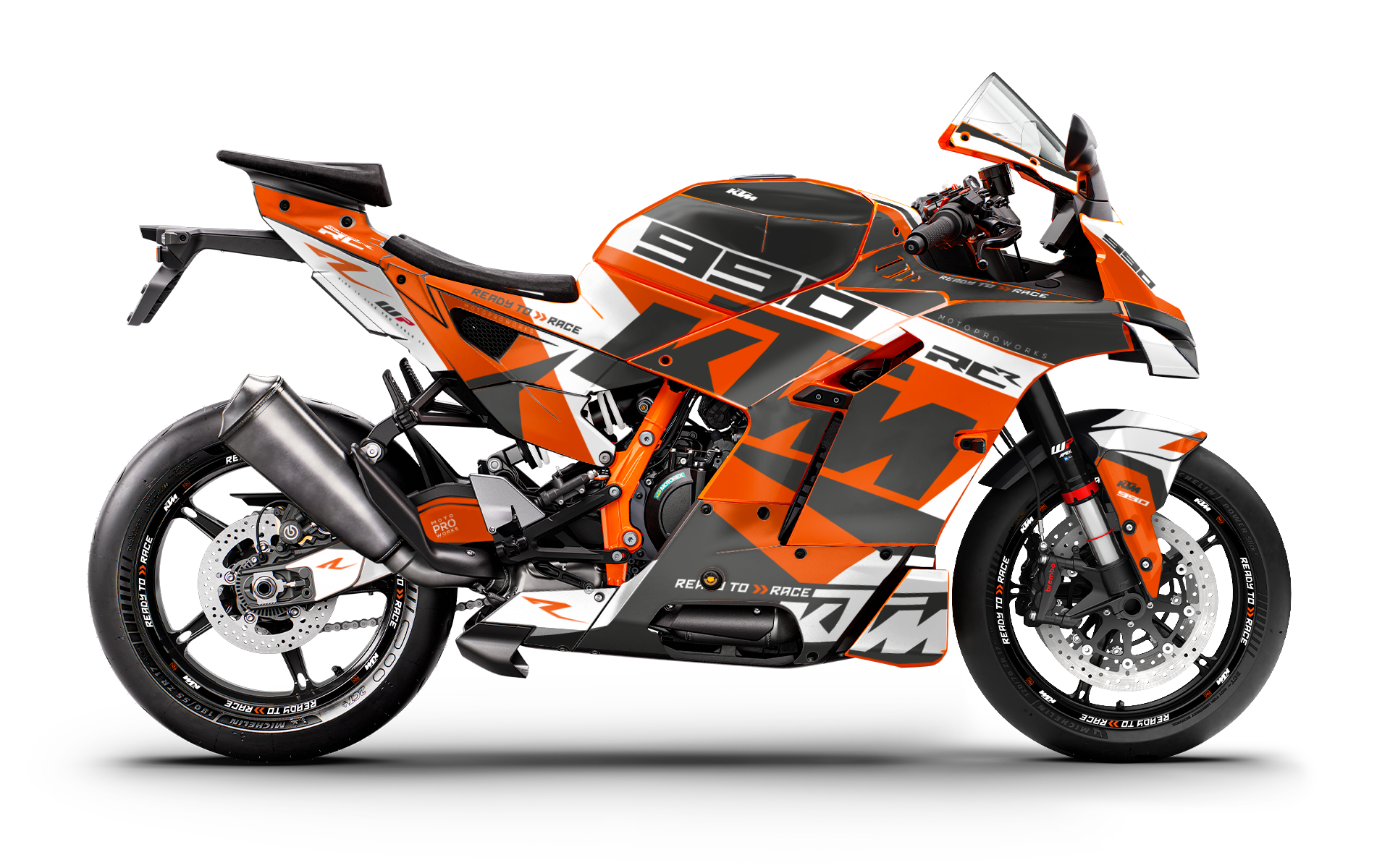 KTM 990 RC R GRAPHICS - "Torque" (White/Orange) - MotoProWorks