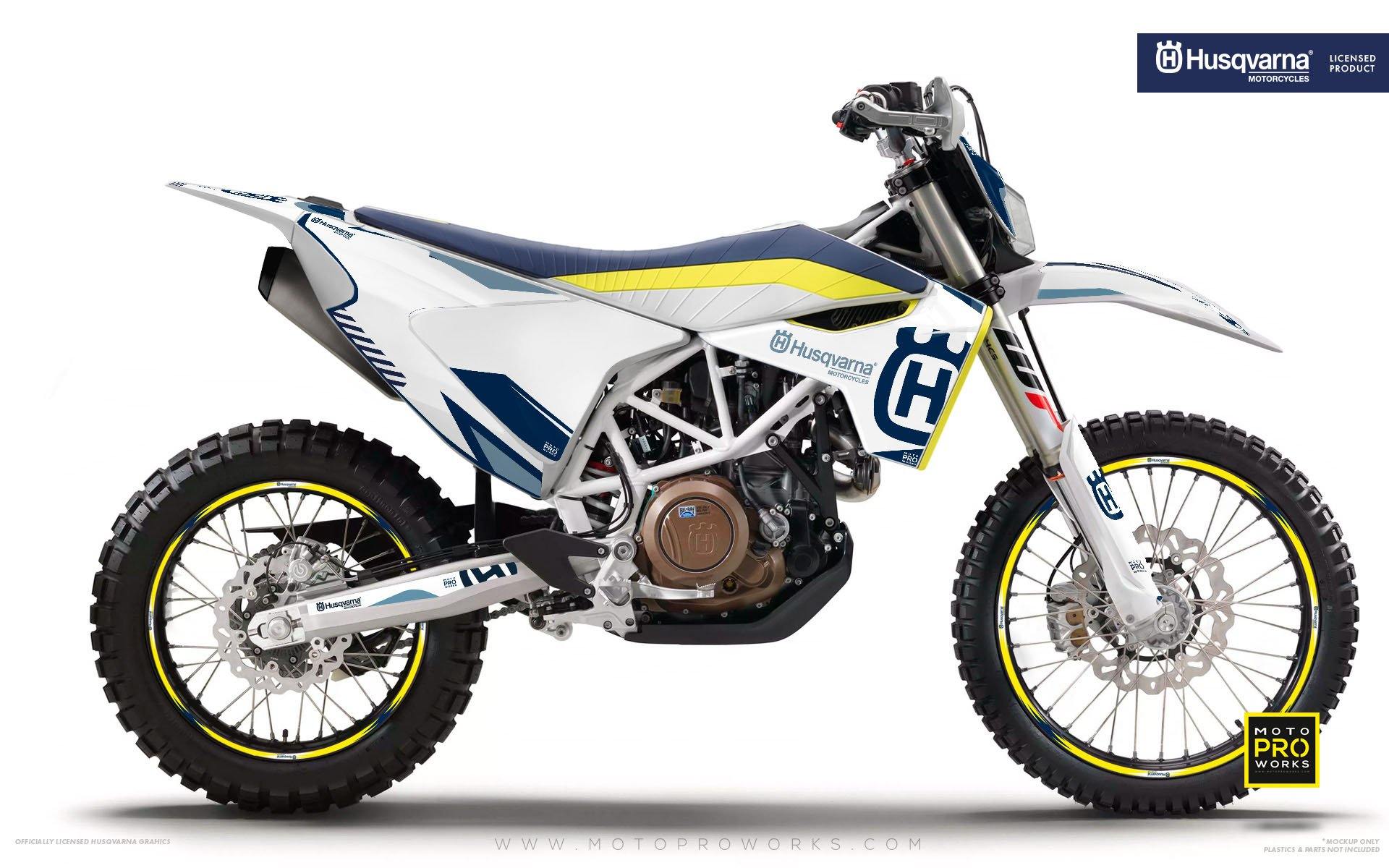 Husqvarna 701 Enduro Graphics - "FACTOR" (White/blue) - MotoProWorks