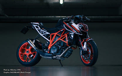 KTM 1290 Super Duke R GRAPHICS - "Rasorblade" (Black/Orange) - MotoProWorks