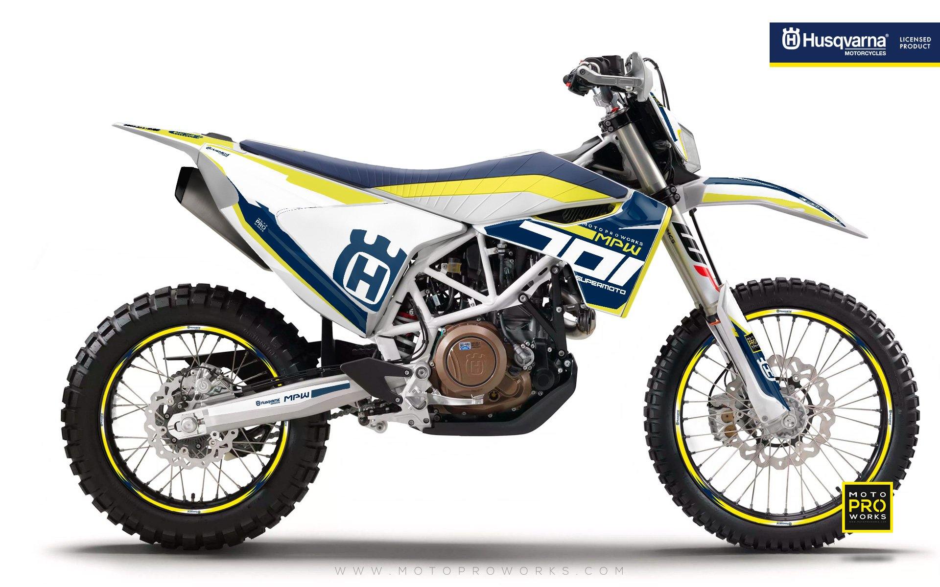 Husqvarna 701 Enduro Graphics - "SEVENOHONE" (Blue/white) - MotoProWorks