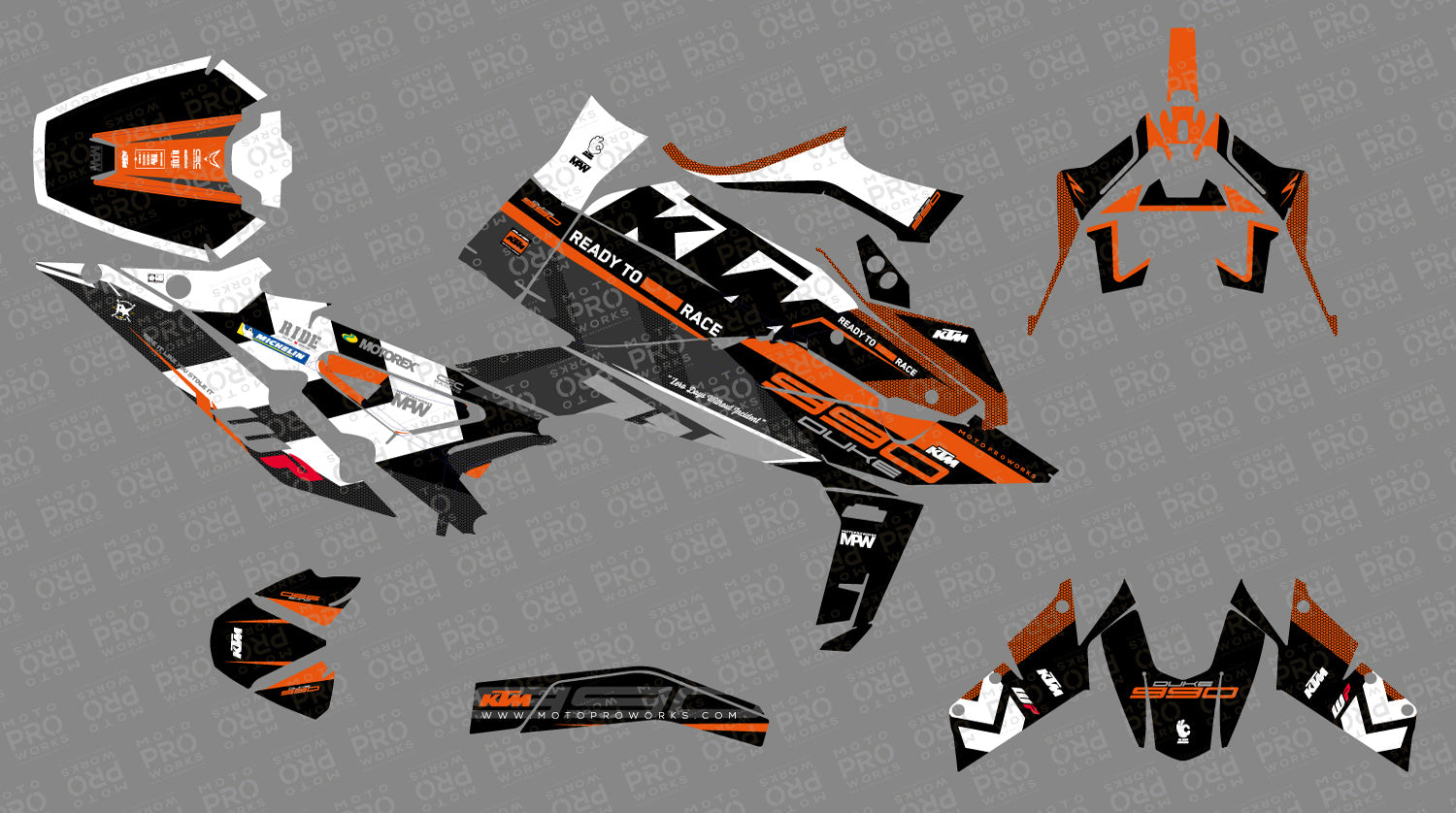 KTM 990 Duke GRAPHICS - "Rasorblade" (White/Black/Orange)