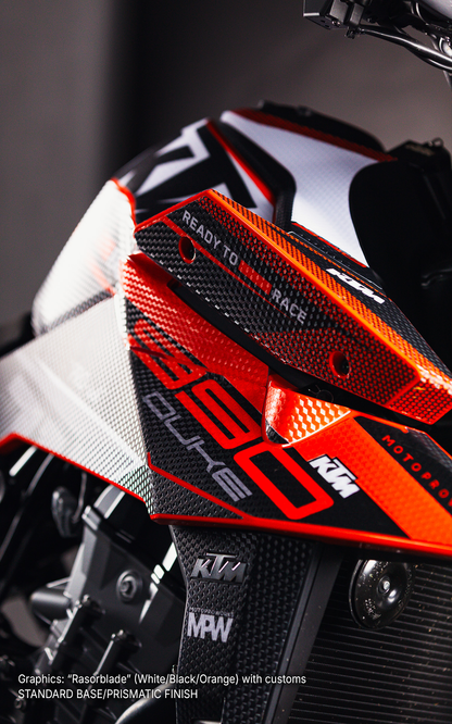 KTM 990 Duke GRAPHICS - "Rasorblade" (White/Black/Orange) - MotoProWorks