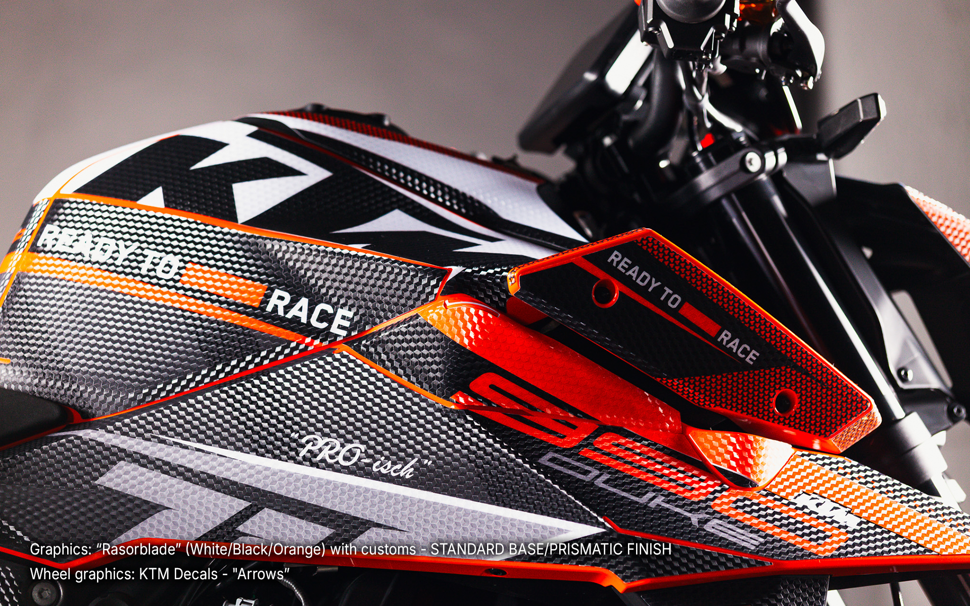 KTM 990 Duke GRAPHICS - "Rasorblade" (White/Black/Orange) - MotoProWorks