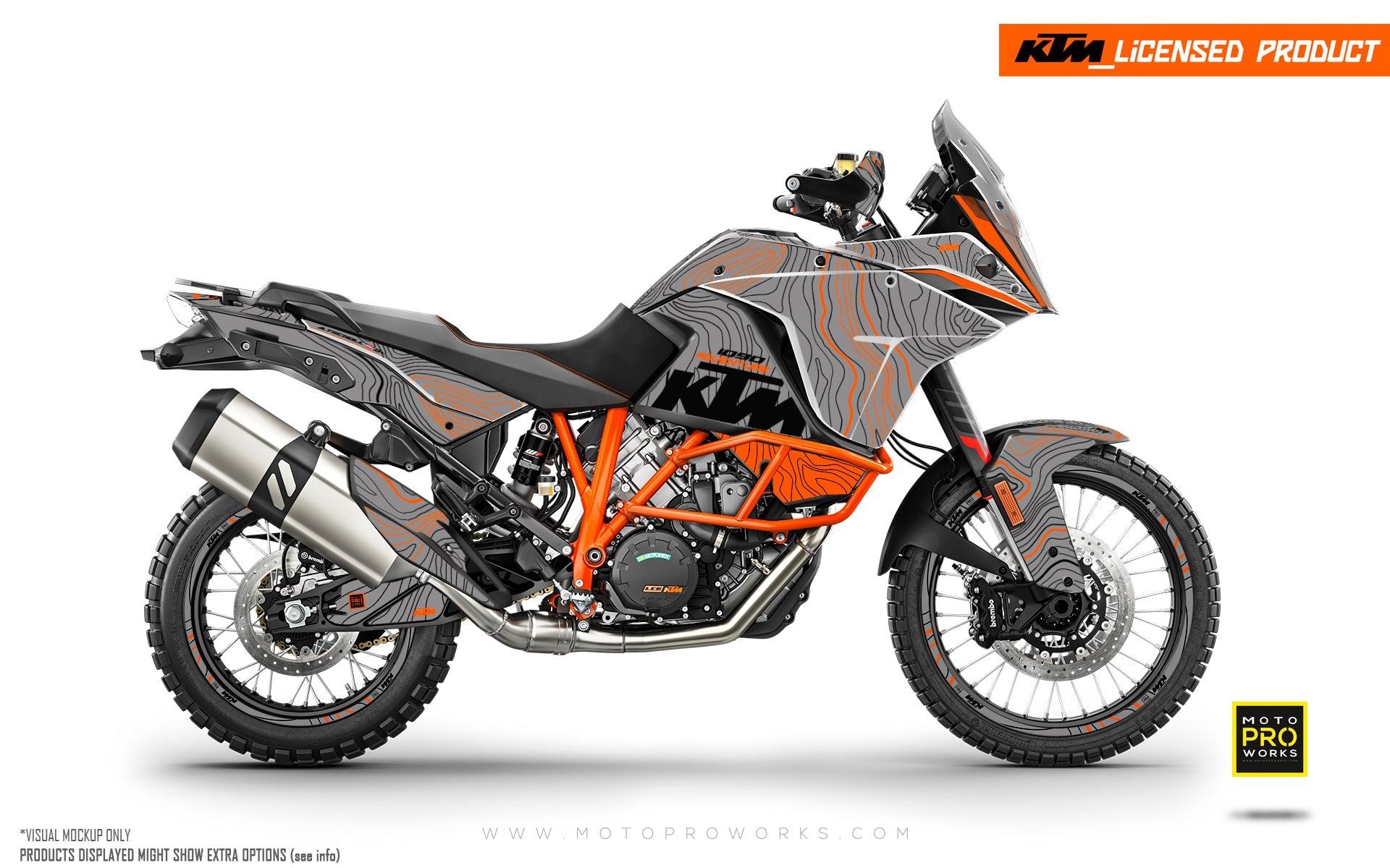 KTM 1050 Adventure GRAPHICS - "TOPOGRAPHY" (Grey/Orange) - MotoProWorks