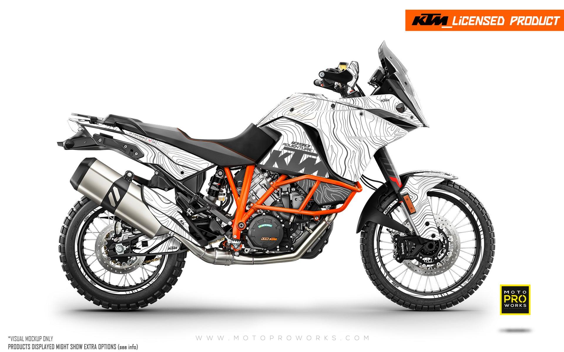 KTM 1090 Adventure GRAPHICS - "TOPOGRAPHY" (White) - MotoProWorks