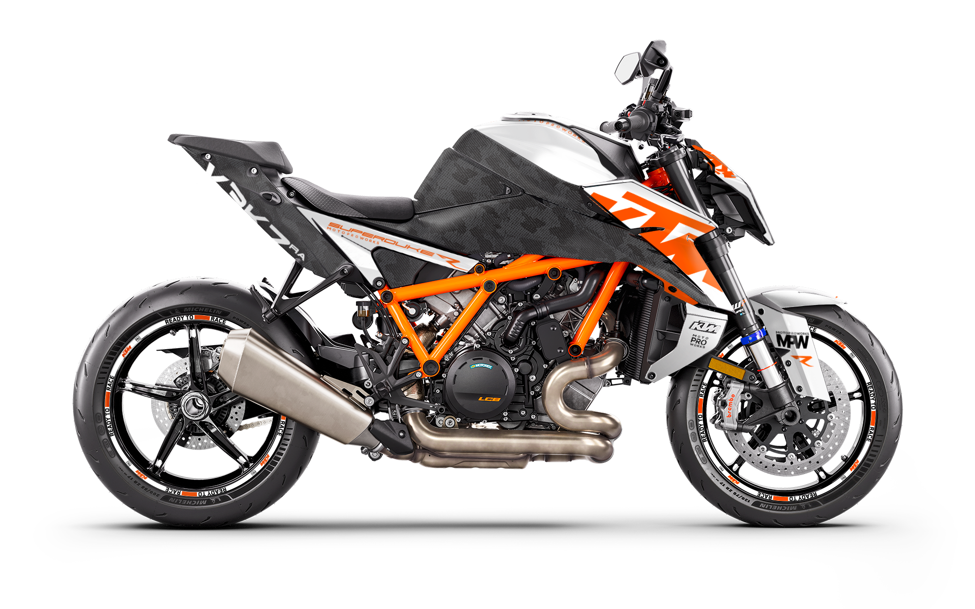KTM 1390 Super Duke R/Evo GRAPHICS - "Vektra" (White) - MotoProWorks