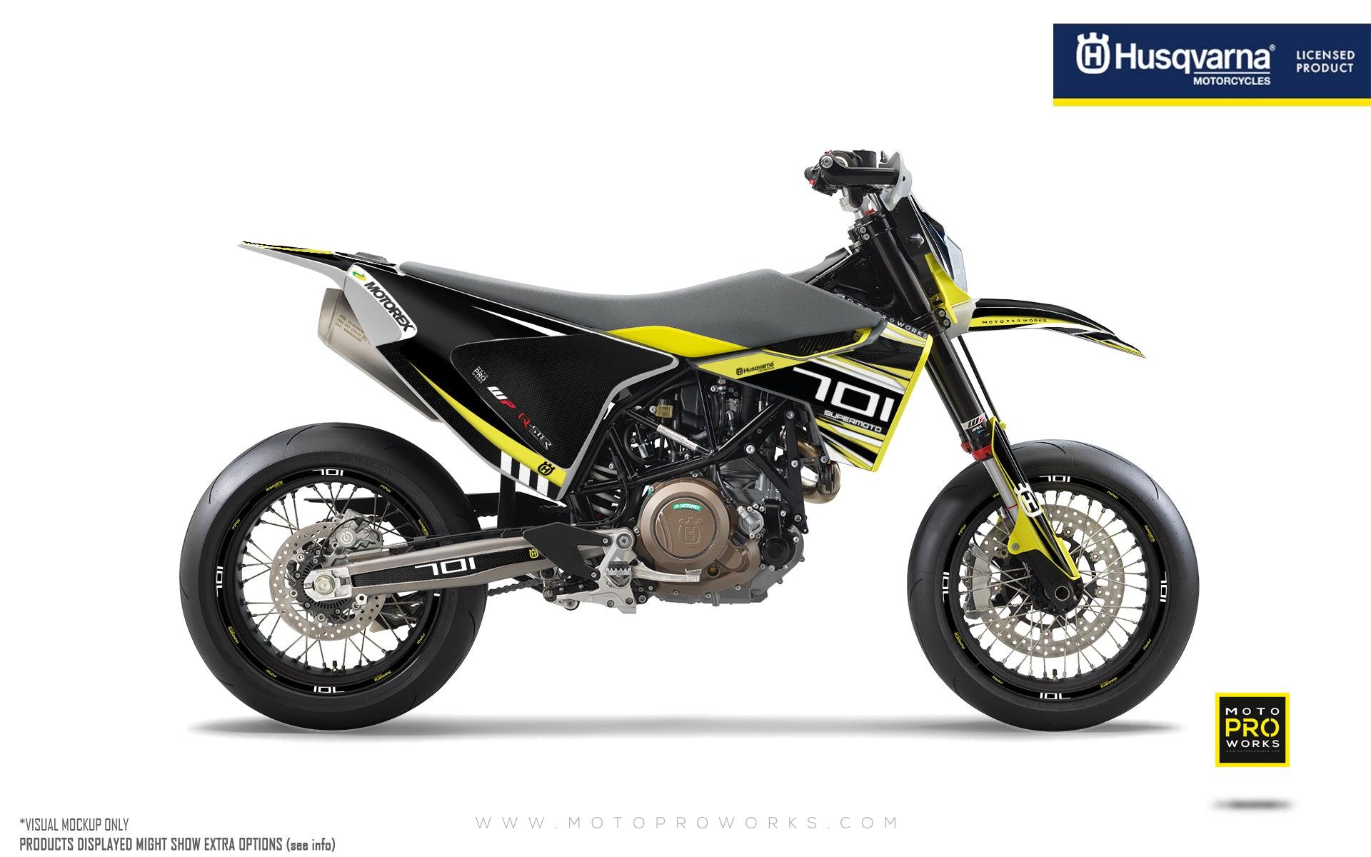 Husqvarna 701 Enduro Graphics - "Vortex" (Black/Yellow) - MotoProWorks