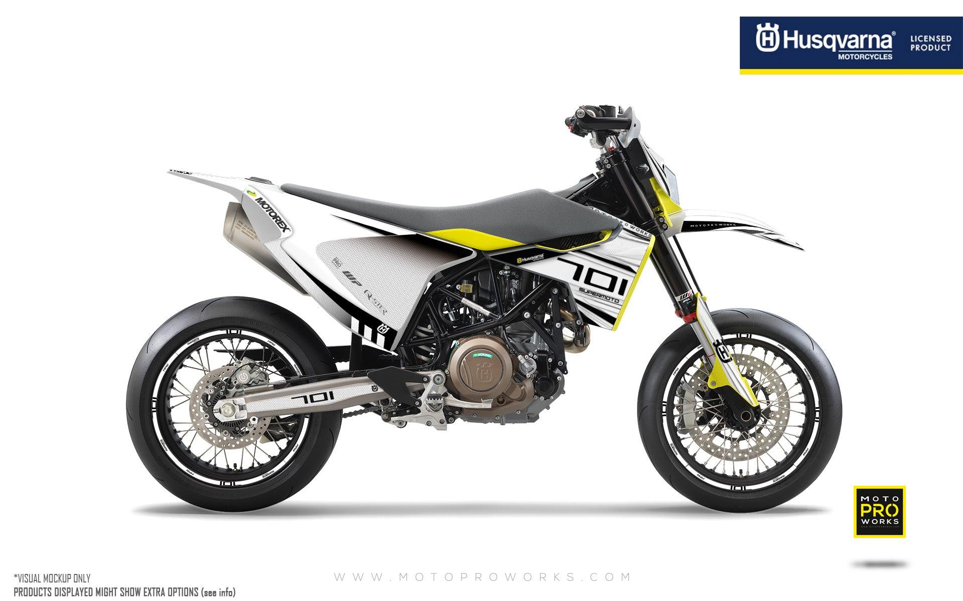 Husqvarna 701 Enduro Graphics - "Vortex" (White) - MotoProWorks