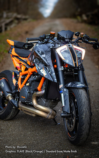 KTM 1290 Super Duke R 2020 - 2023 GRAPHICS - "Flake" (Black/Orange) - MotoProWorks