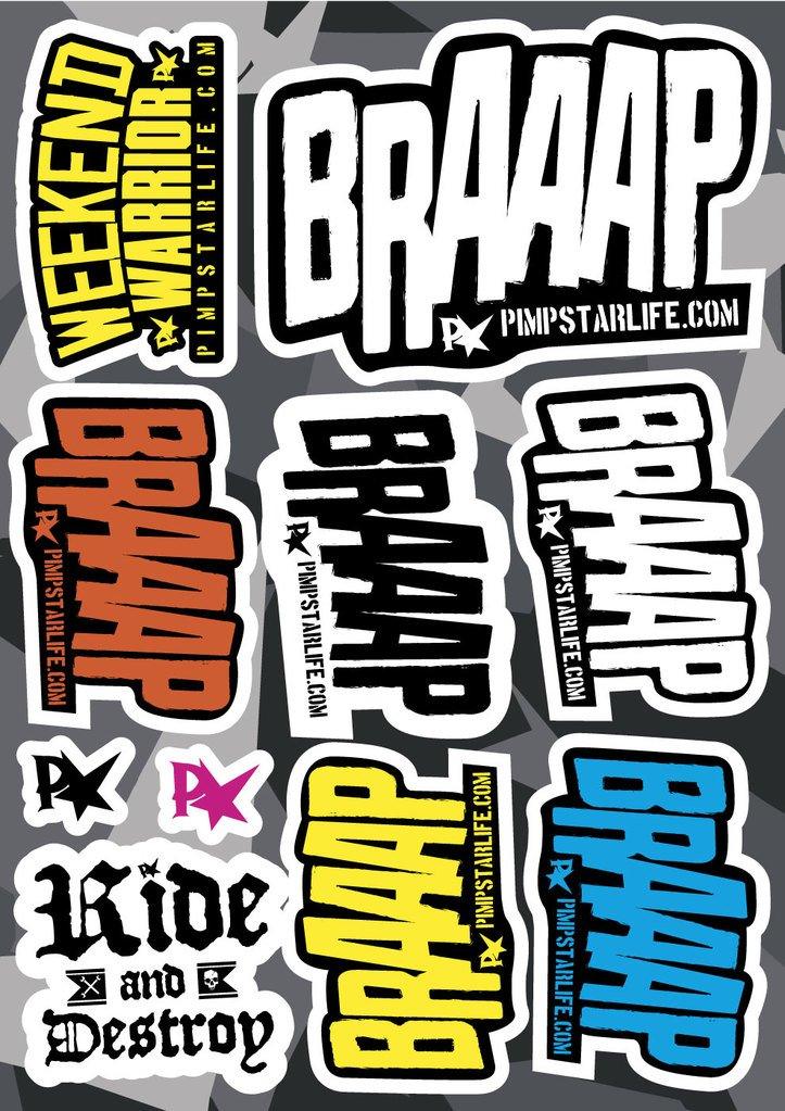 Pimpstar Sticker Sheets - Braap Edition - MotoProWorks