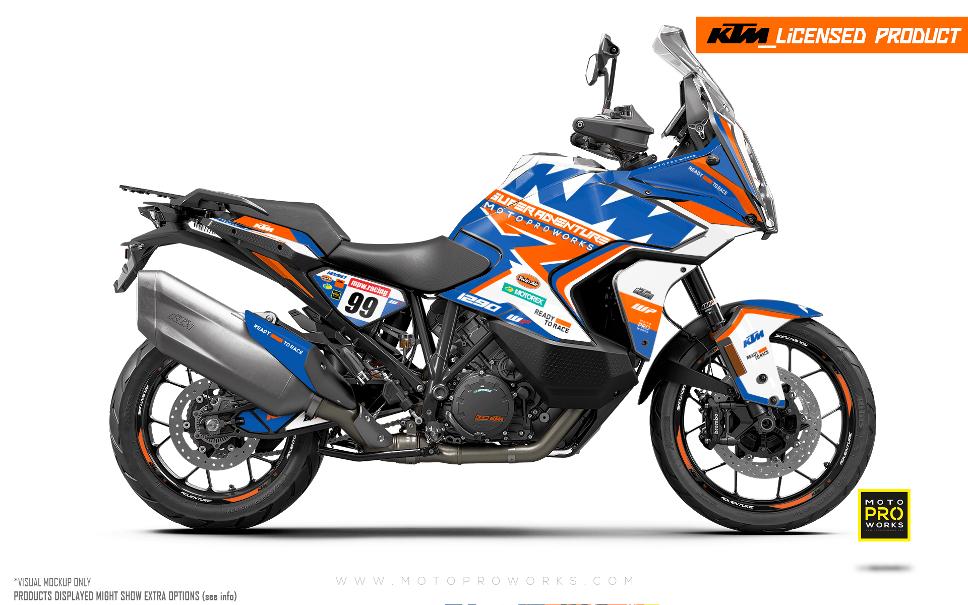 KTM 1290 Super Adventure GRAPHICS - "Atlantic" (White/Blue/Orange) - MotoProWorks
