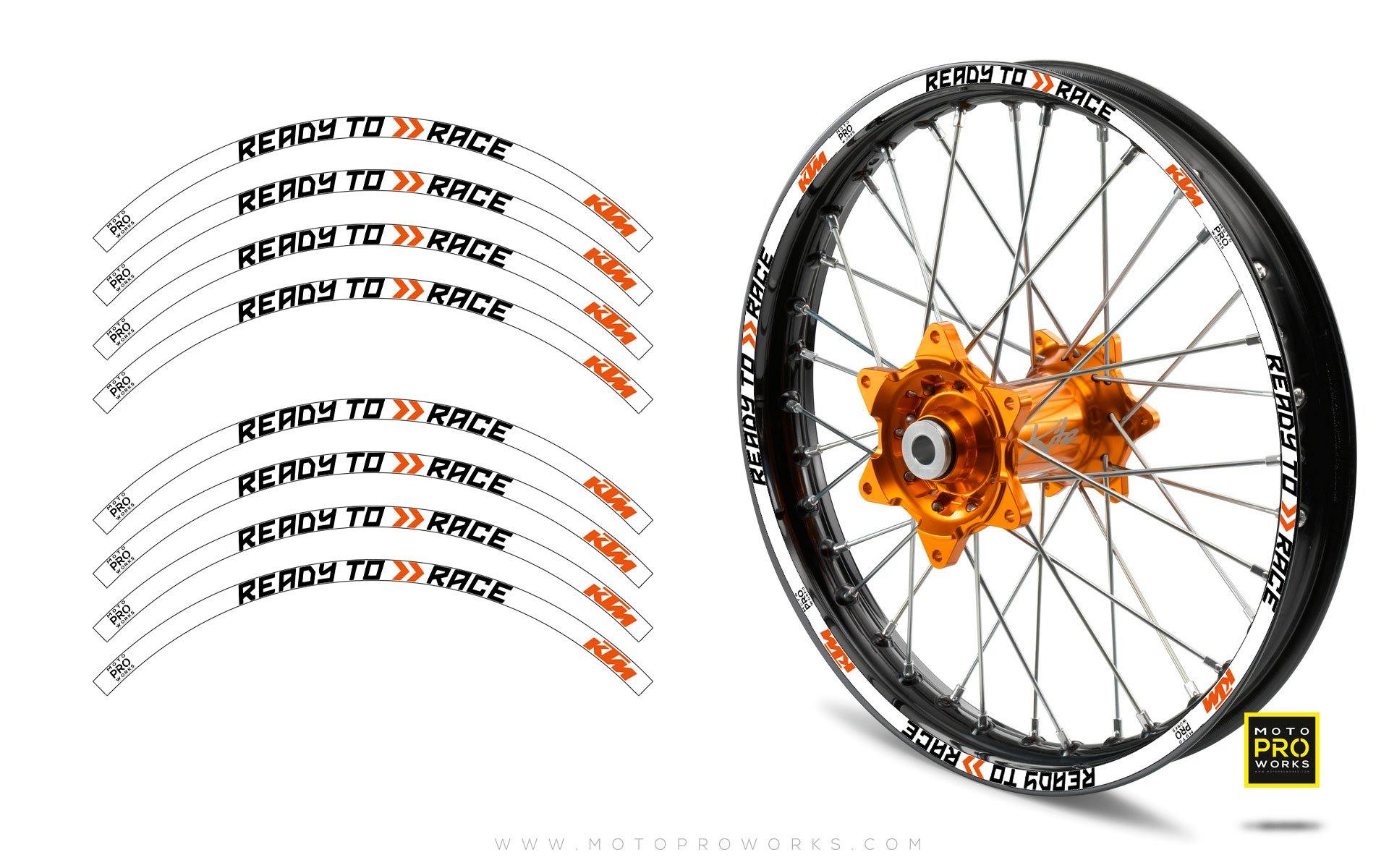 Rim Stripes - KTM "Ready To Race" (White) - MotoProWorks