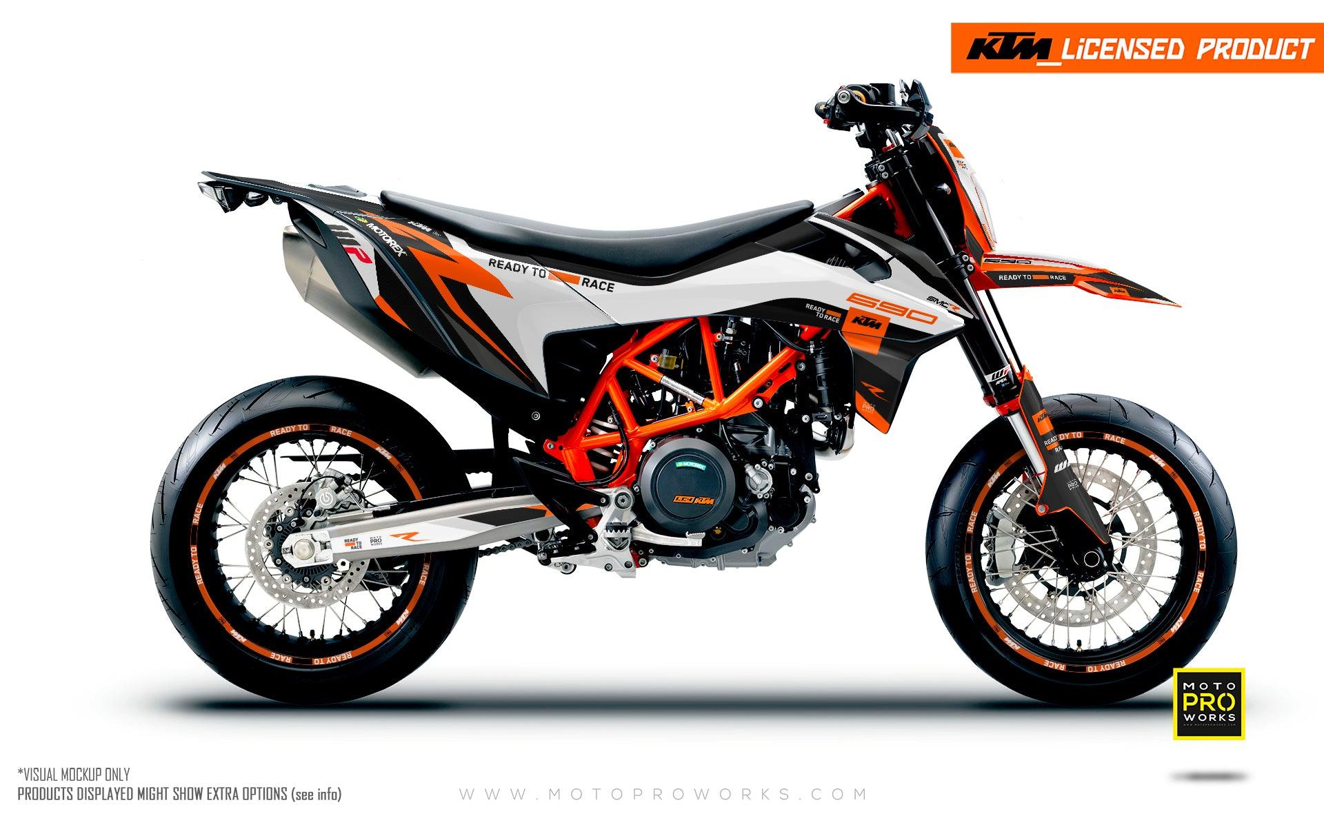 KTM 690 SMC-R GRAPHICS - "Torque Reloaded" (White/Black/Orange) - MotoProWorks