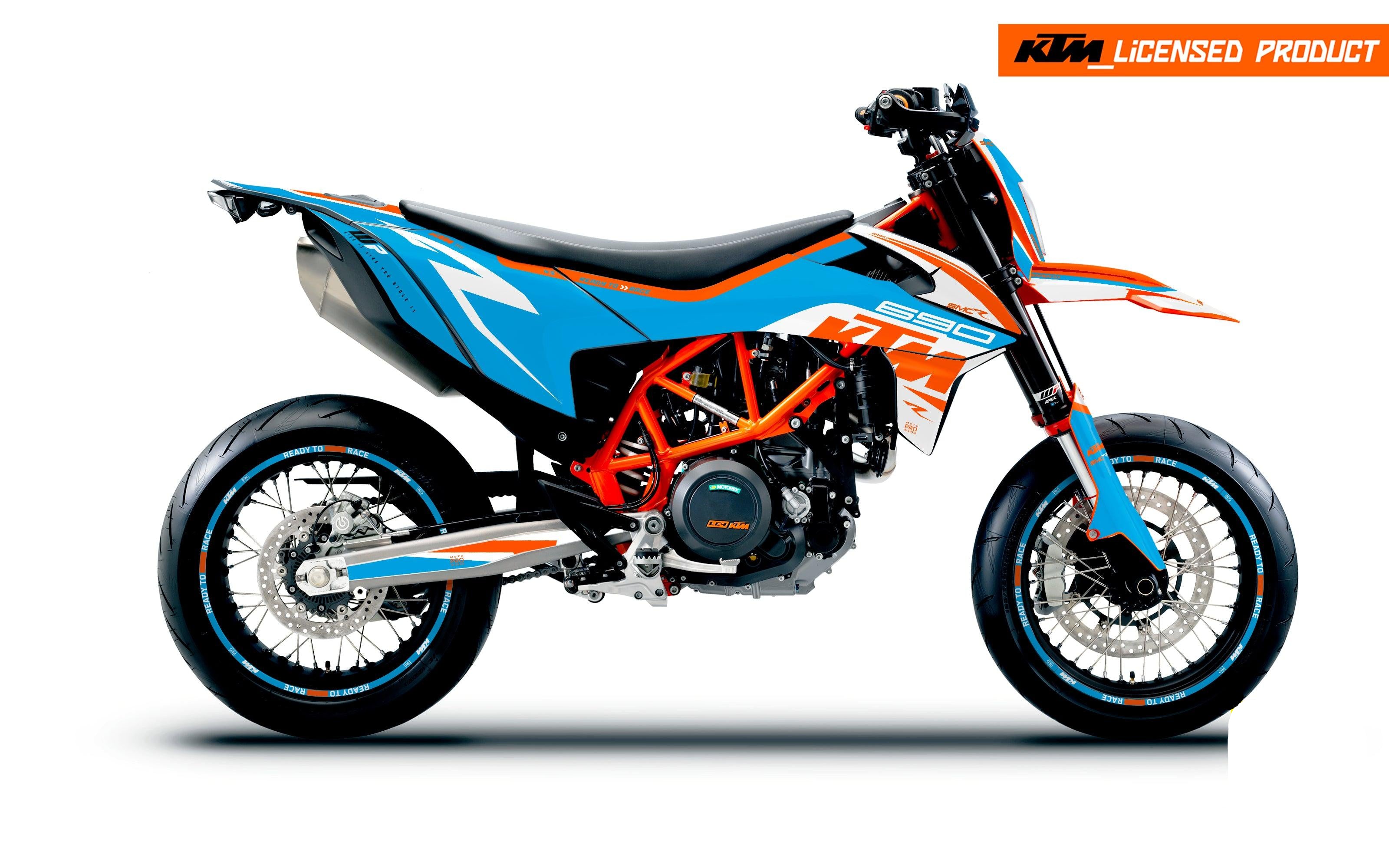 KTM 690 SMC-R GRAPHICS - "Torque" (White/Blue/Orange) - MotoProWorks