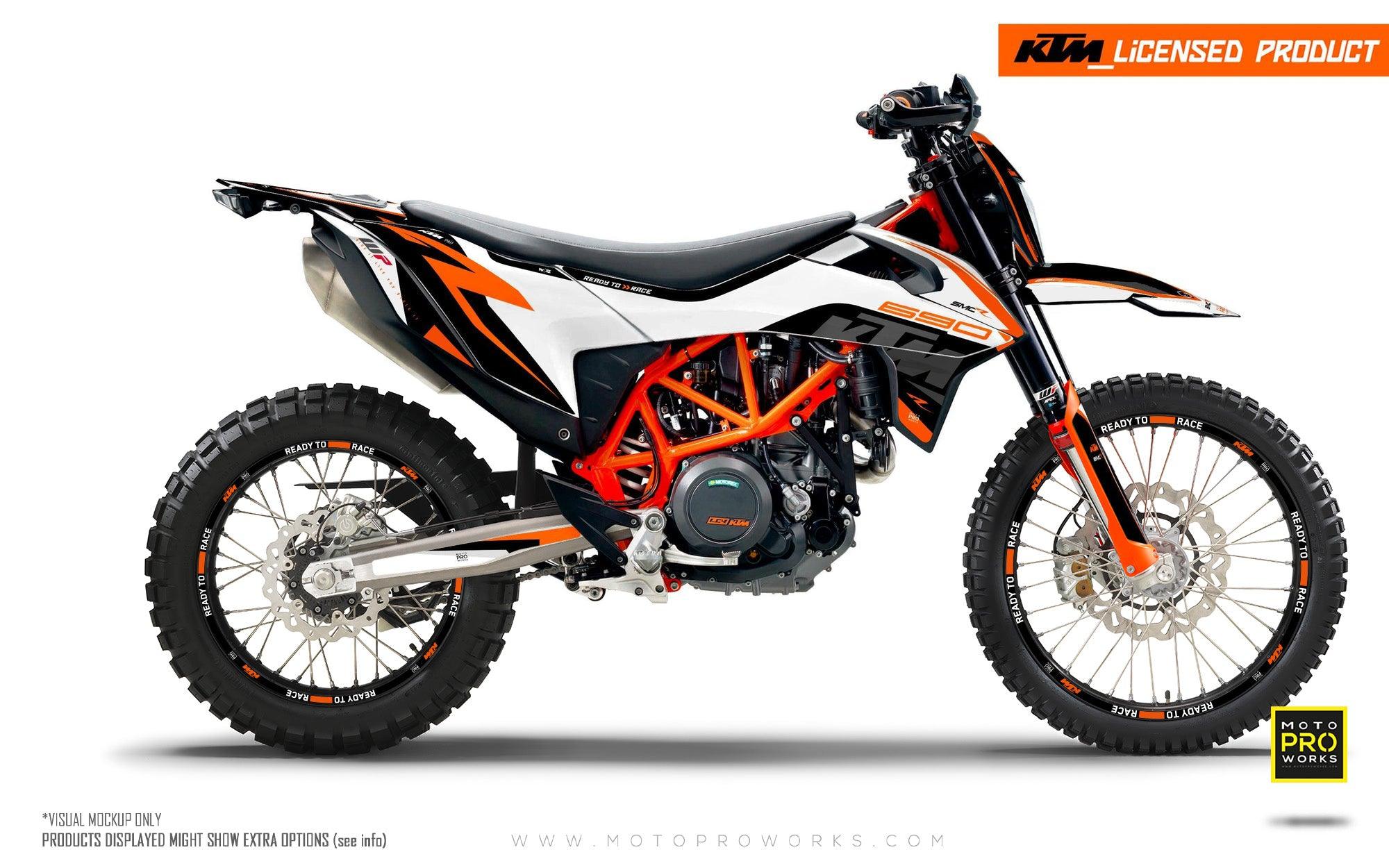 KTM 690 Enduro R GRAPHICS - "Torque" (White/Black/Orange) - MotoProWorks