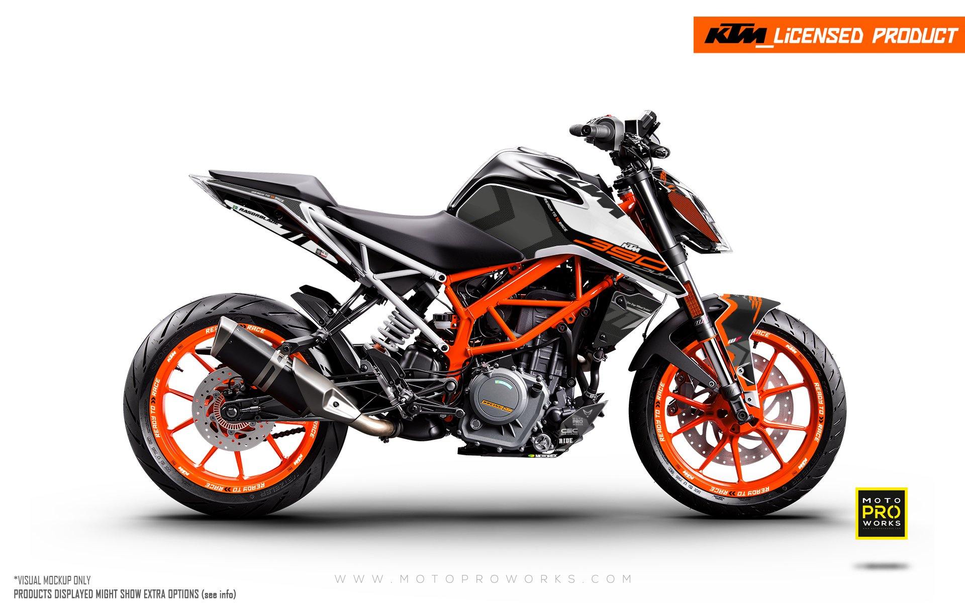 KTM 390 Duke GRAPHICS - "Rasorblade" (Black/Orange) - MotoProWorks